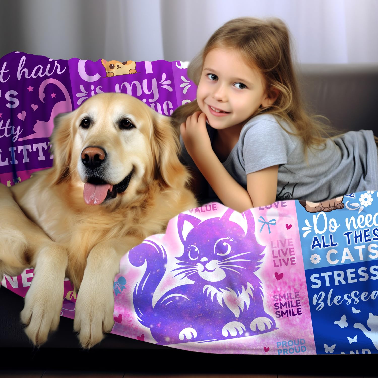 Soft Antibroth Cat Blanket for Kittens - Cute Pet Throw Blanket for Cat Lovers, Perfect Gift for Cat Owners & Cat Ladies (50