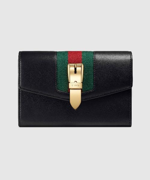 Gucci Sylvie Leather Continental Wallet for Women - Black Luxury Designer Wallet for Cards & Cash | Perfect for Everyday Use & Gifts
