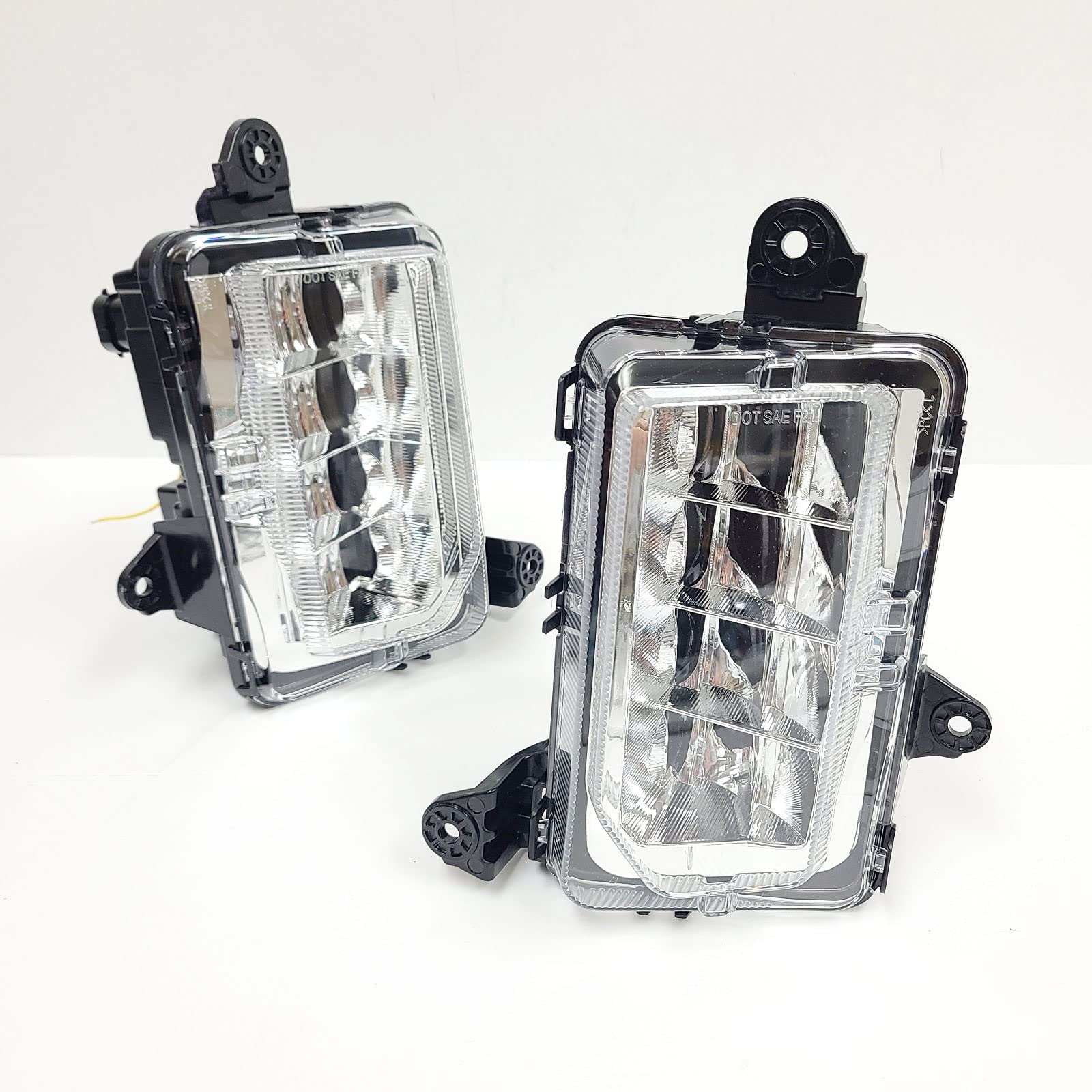 LEDIN Built-in LED Fog Lights for 2019-2021 GMC Sierra 1500 Denali/SLT/AT4 - OE Style Clear Lens with Chrome Bezels (Includes Switch, Wires & Relay) - Perfect for Night Driving & Off-Road Adventures