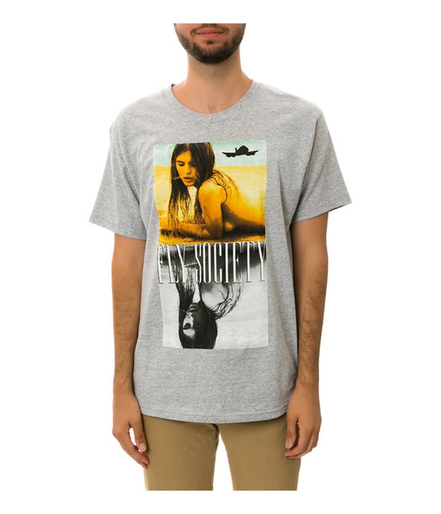Fly Society Men's The Two Timer Graphic T-Shirt - Stylish Casual Grey Tee for Everyday Wear | Small Size | Perfect for Streetwear, Outings & Relaxing