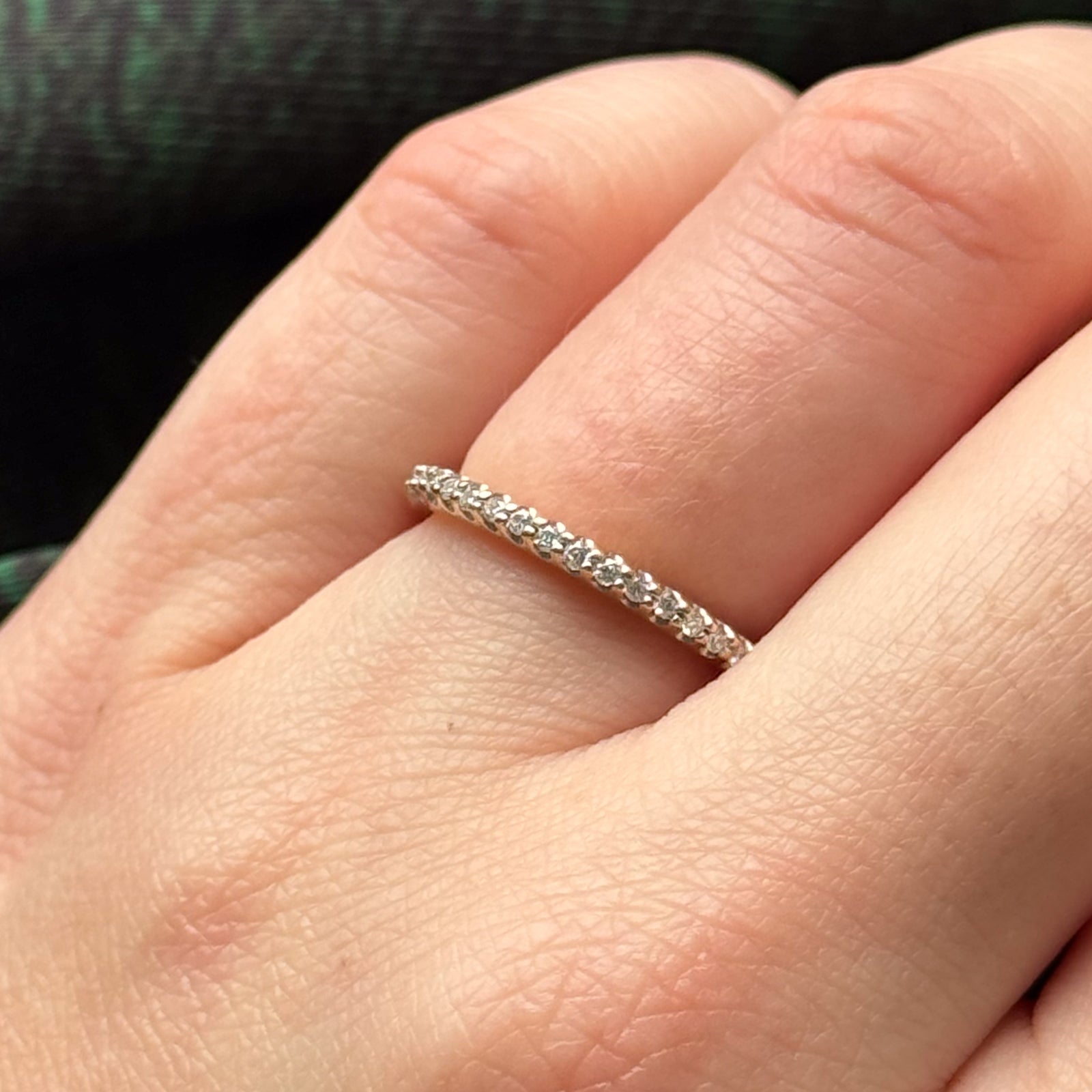 Semi Eternity Diamond Band Ring - 0.15 Carat Total Weight (0.15ctw) - Size 5.25 - Dainty Stackable Wedding Band for Women - Perfect for Anniversary, Engagement or Everyday Jewelry Gift
