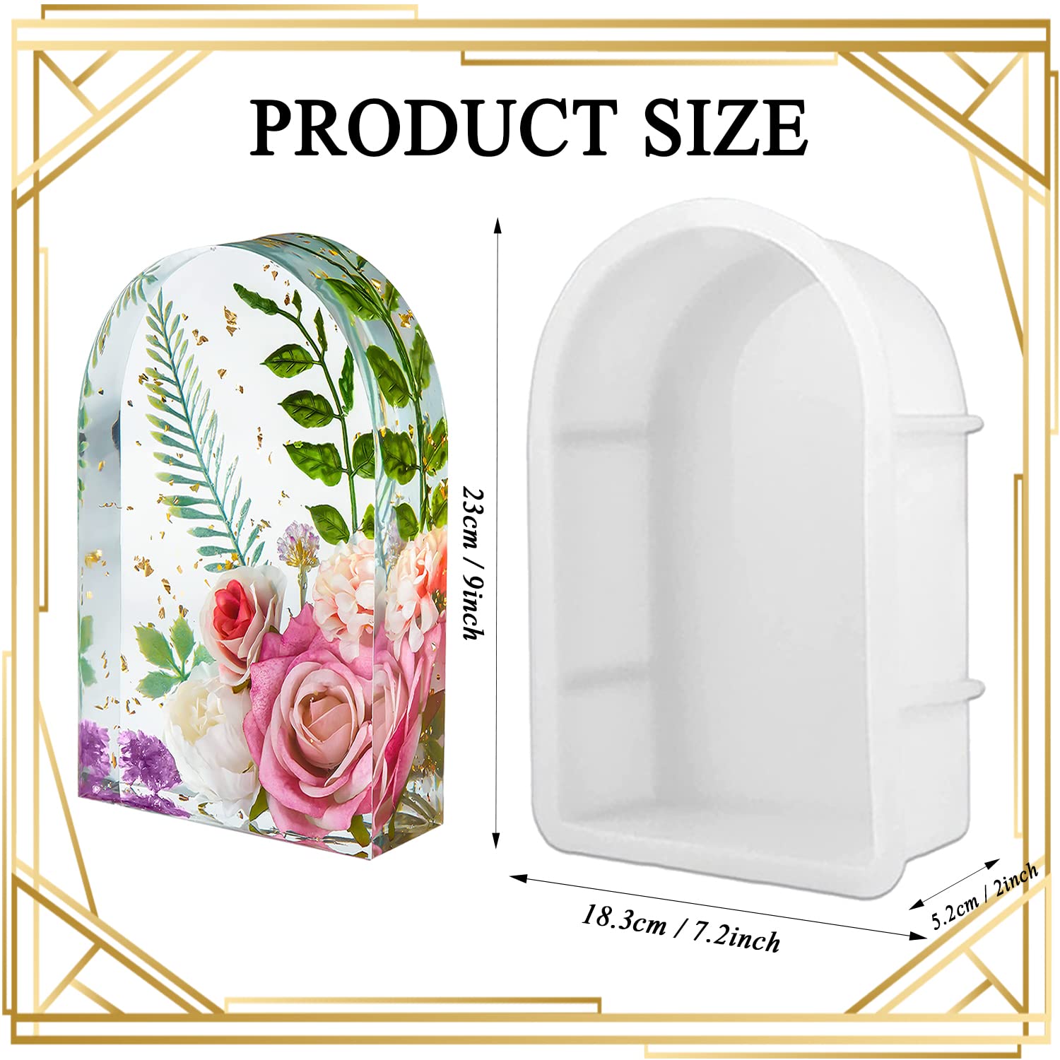 Premium Large Silicone Molds for Resin Casting - Arch Shape Flower Preservation, DIY Book Organizer, Home Decor & Gift Making | Perfect for Wedding Centerpieces, Craft Projects, and Desk Accessories