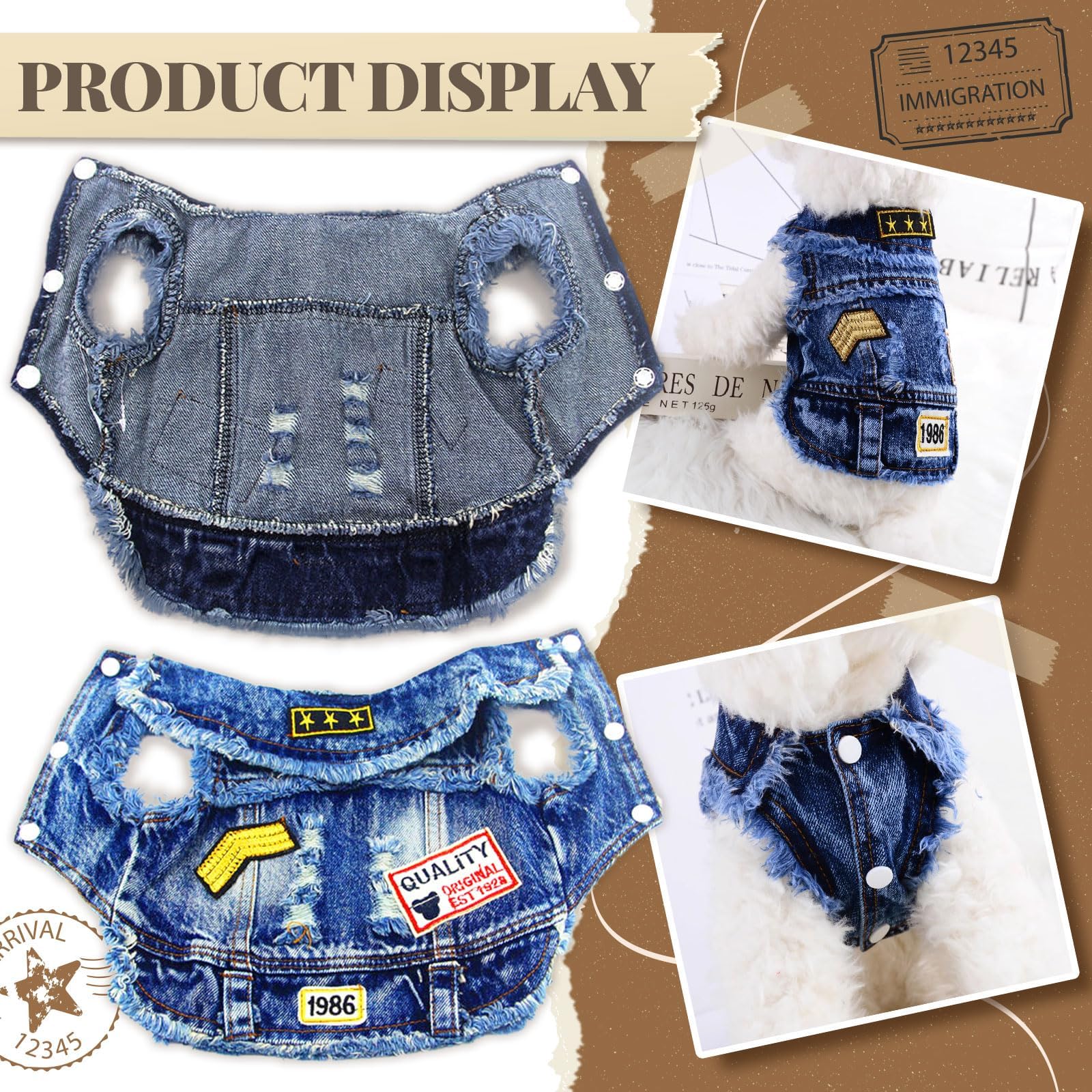 Stylish Blue Denim Dog Jacket - Small Pet Outfits for Small & Medium Dogs & Cats - Puppy Shirts & Doggy Costume Clothing for Shih Tzu, Chihuahua, Yorkie & Teacup Breeds - Perfect for Outdoor Walks, Pet Fashion Shows & Photo Shoots