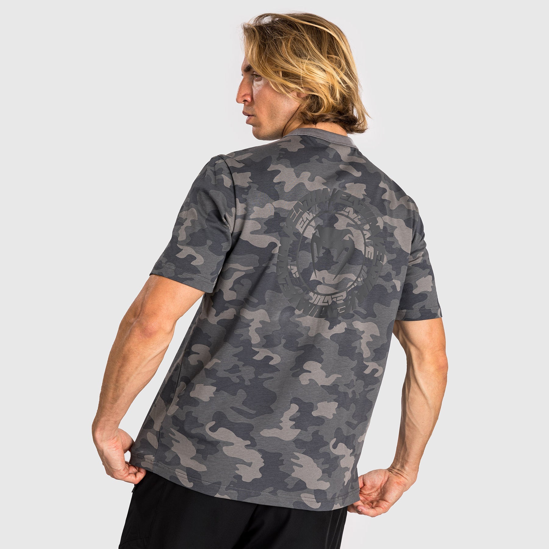 Venum Vortex XL Men's T-Shirt - Anthracite Camo Print MMA & Training Shirt for Combat Sports & Gym Workouts