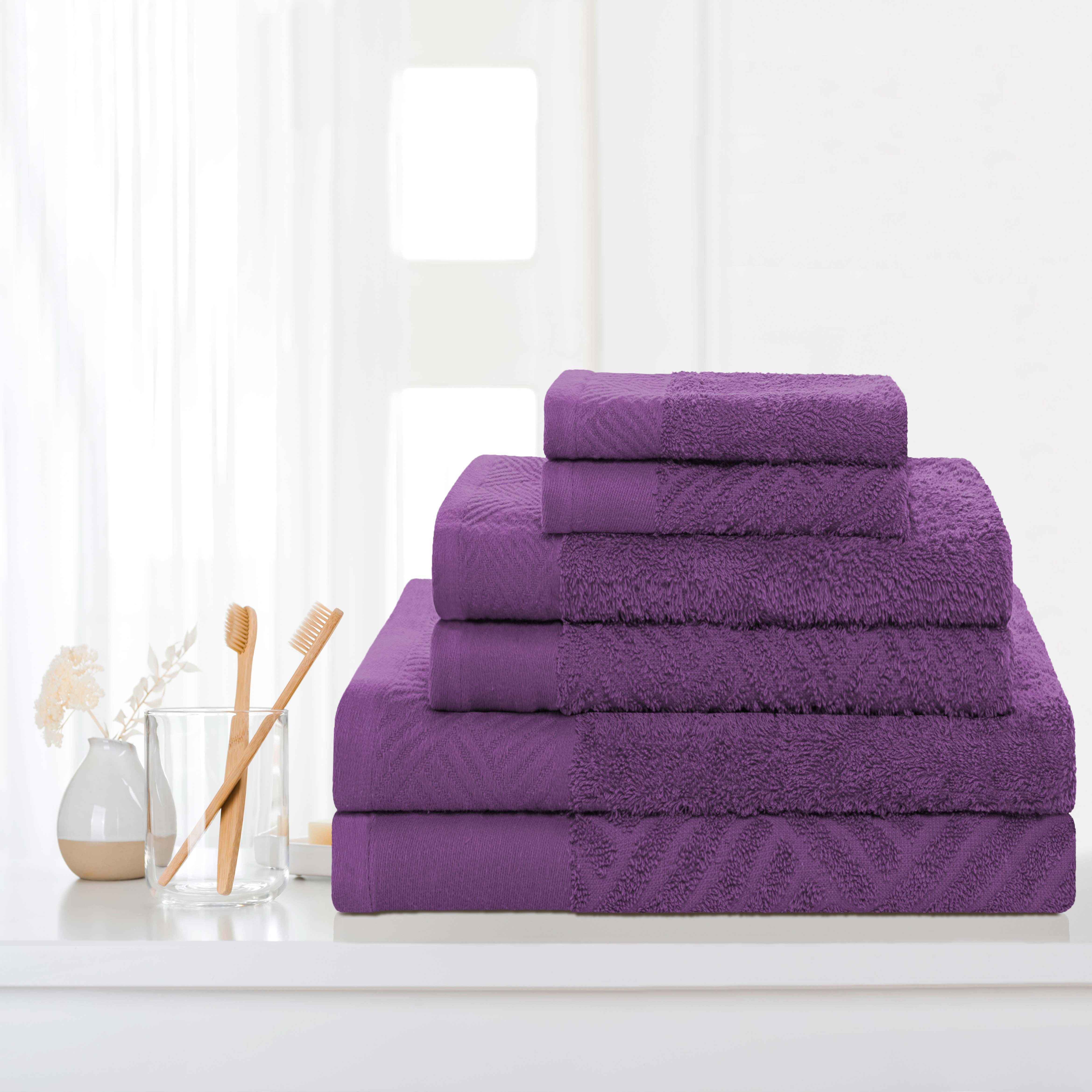 Luxury 6-Piece Egyptian Cotton Towel Set - Basketweave Jacquard & Solid Design - Ultra Soft & Absorbent Bath Towels for Spa, Hotel, or Home Use