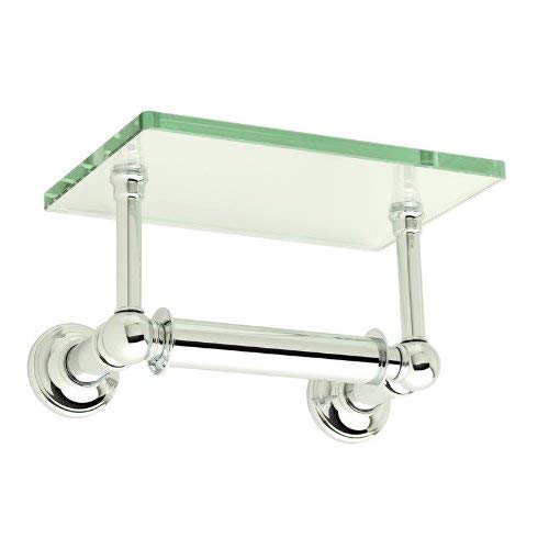 Polished Chrome Columnar Double Post Toilet Paper Holder with Shelf - 4527/PC - Bathroom Tissue Dispenser for Modern & Traditional Homes, Perfect for Powder Rooms & Guest Bathrooms