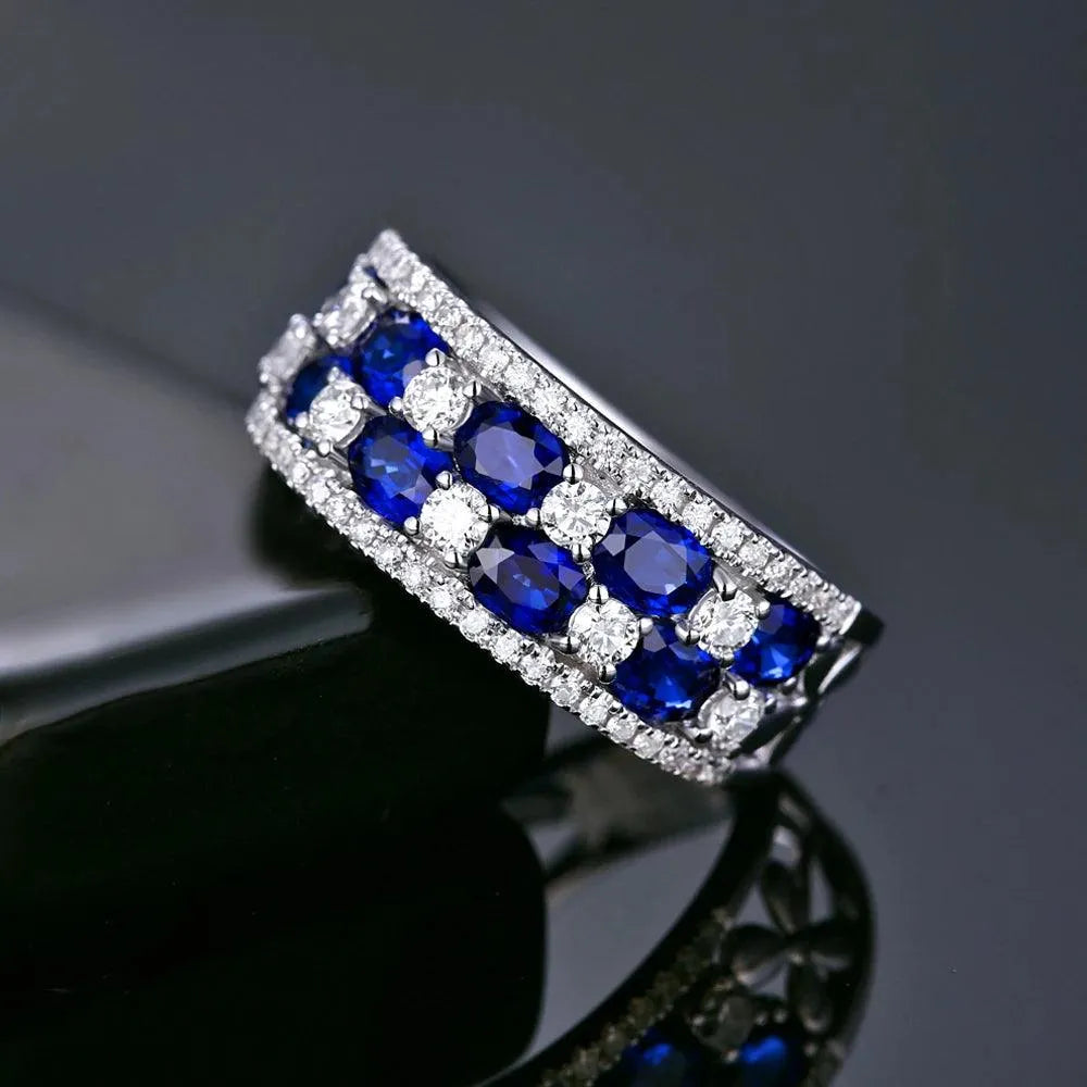 14K Gold Men's Engagement Ring with 1.88ct Sapphire & 0.65ct Natural Diamonds - Luxury Wedding Band for Him, Anniversary Gift, Proposal Jewelry (Perfect for Romantic Proposals, Weddings & Special Occasions)