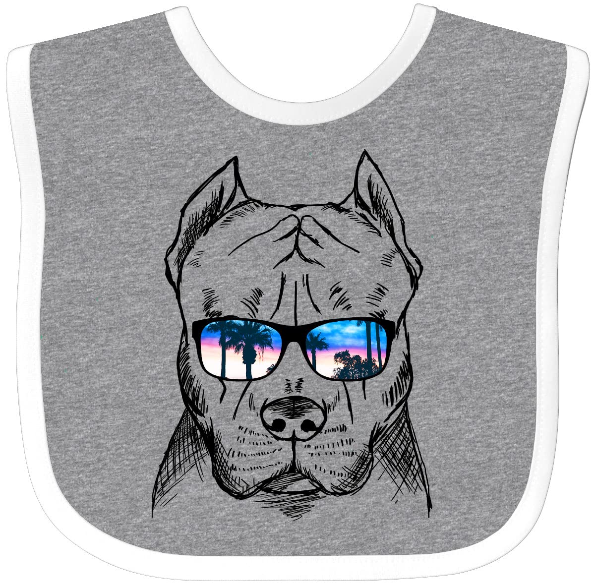 Inktastic Pitbull Sketch Portrait with Sunglasses Baby Bib - Cute Dog Design for Infants, Perfect for Feeding, Playtime & Photo Shoots - Machine Washable Cotton Drool Bib