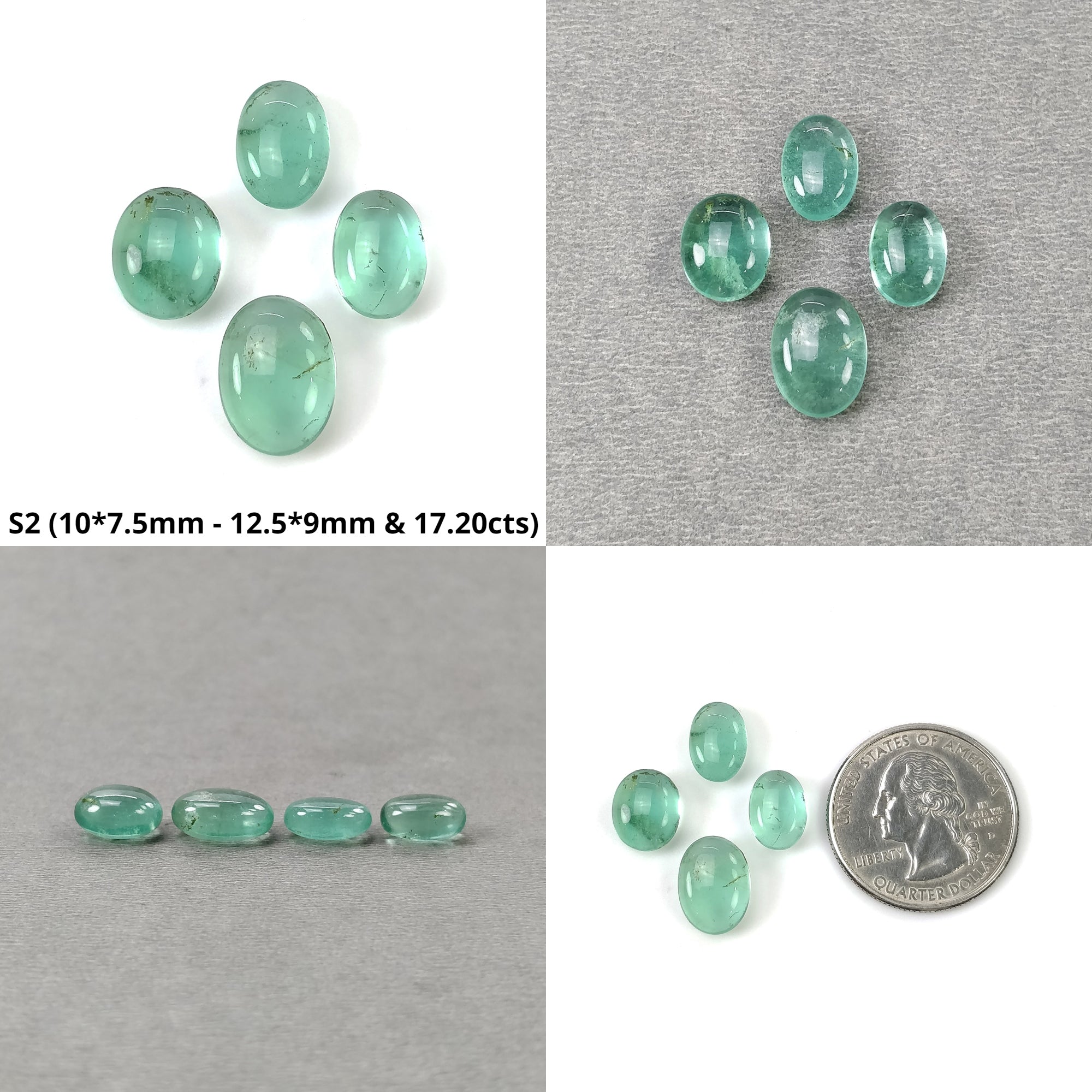 Natural Green Fluorite Gemstone Cabochon - Untreated, Unheated Heart & Oval Shapes (10x7.5mm, 12.5x9mm) - Perfect for Jewelry Making, Wire Wrapping, and Crystal Healing Collections