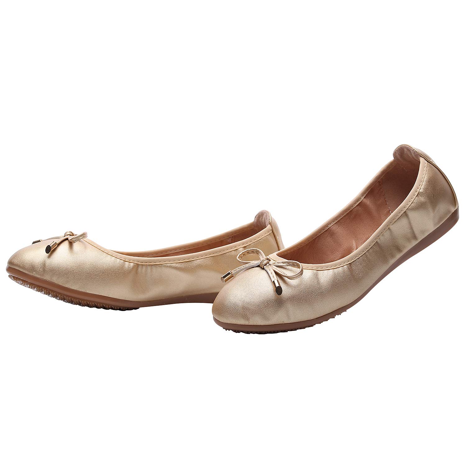 Rismart Women's Ballet Flats - Elegant Slip-On Bowknot Dance Shoes with Soft Sole for Ballroom, Wedding, and Casual Wear
