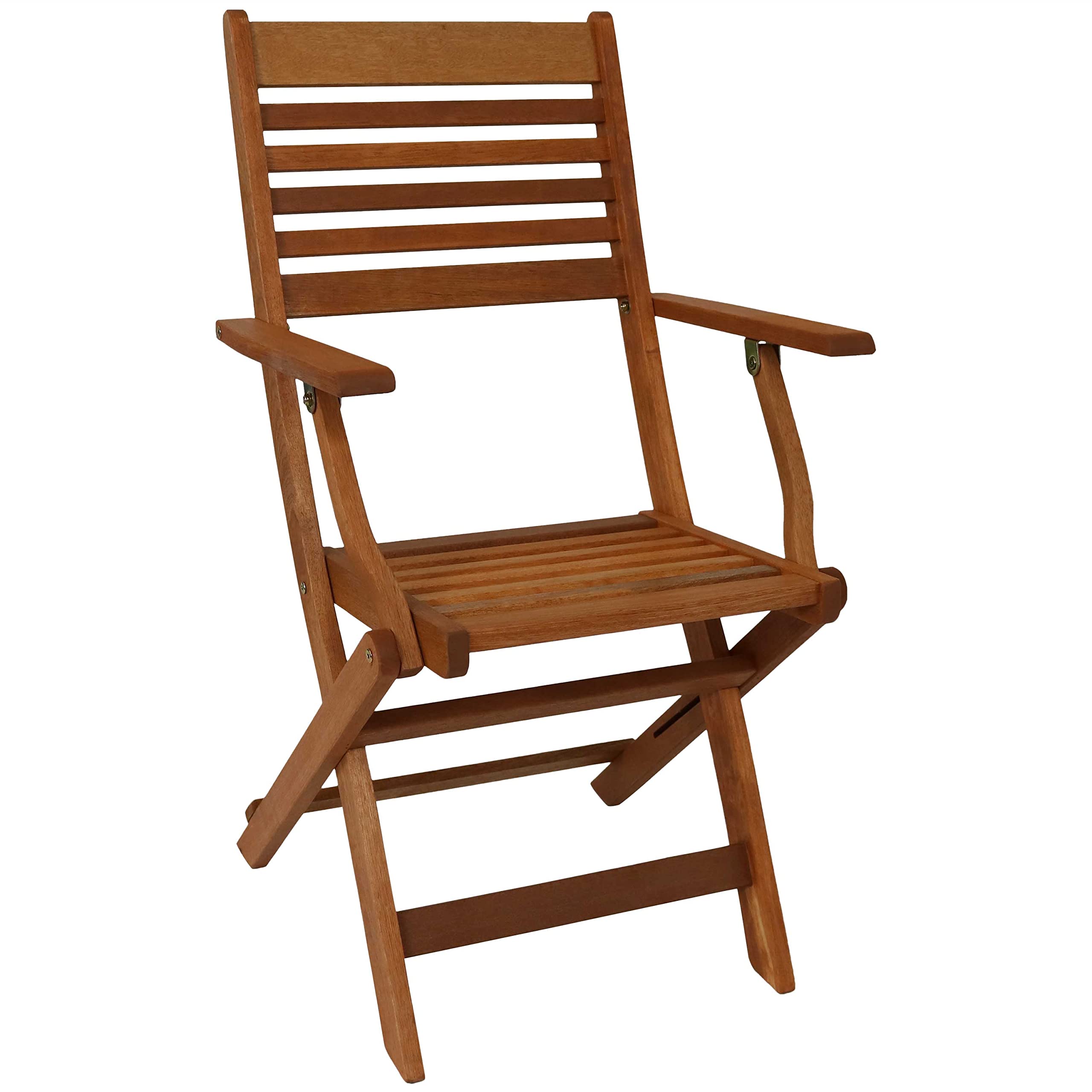 Sunnydaze Meranti Wood Outdoor Folding Patio Armchairs Set of 2 - Teak Oil Finish - Perfect for Garden, Poolside & Backyard Relaxation