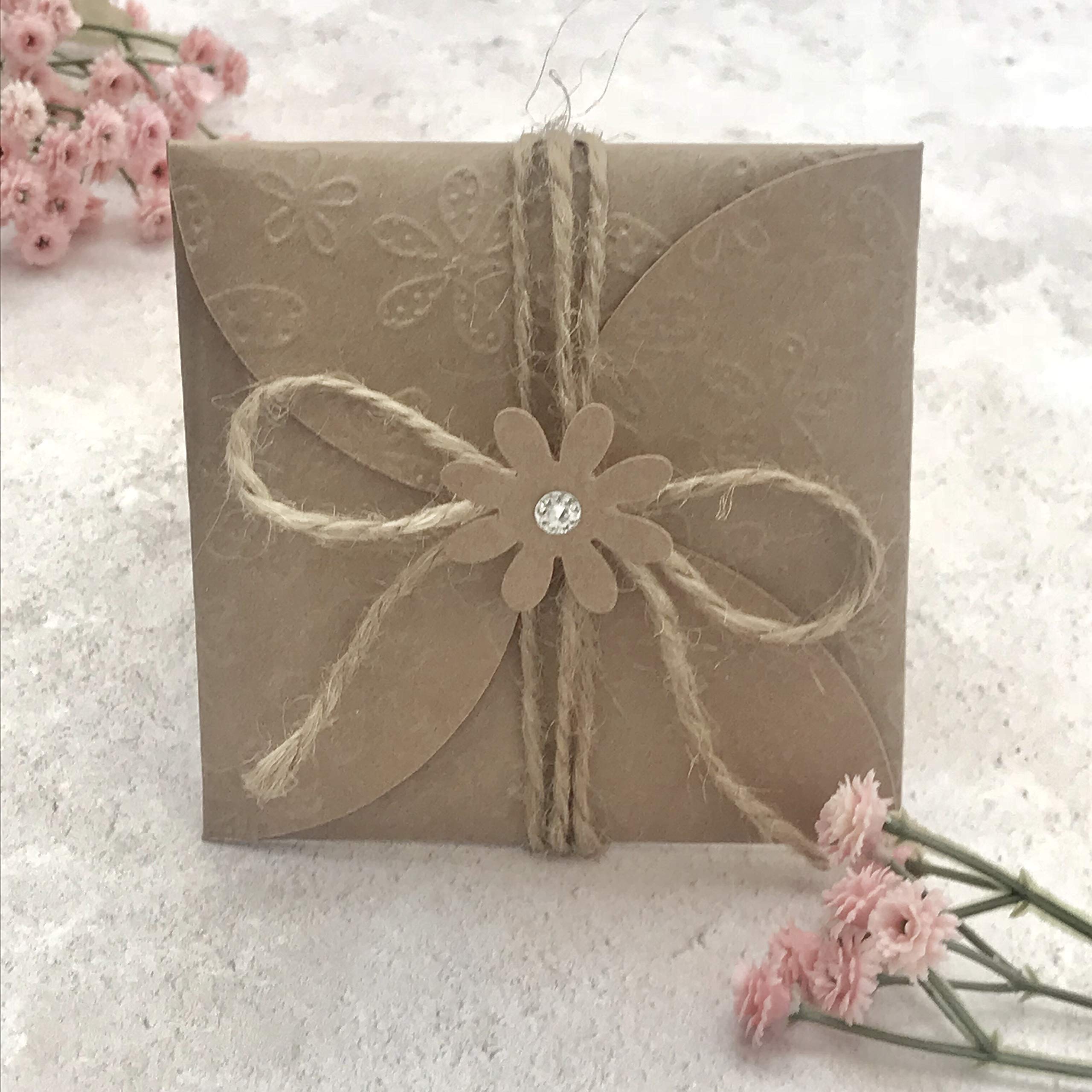 5 Floral Handmade Rustic Envelopes for Money Gifts - Perfect for Weddings, Birthdays & Special Occasions