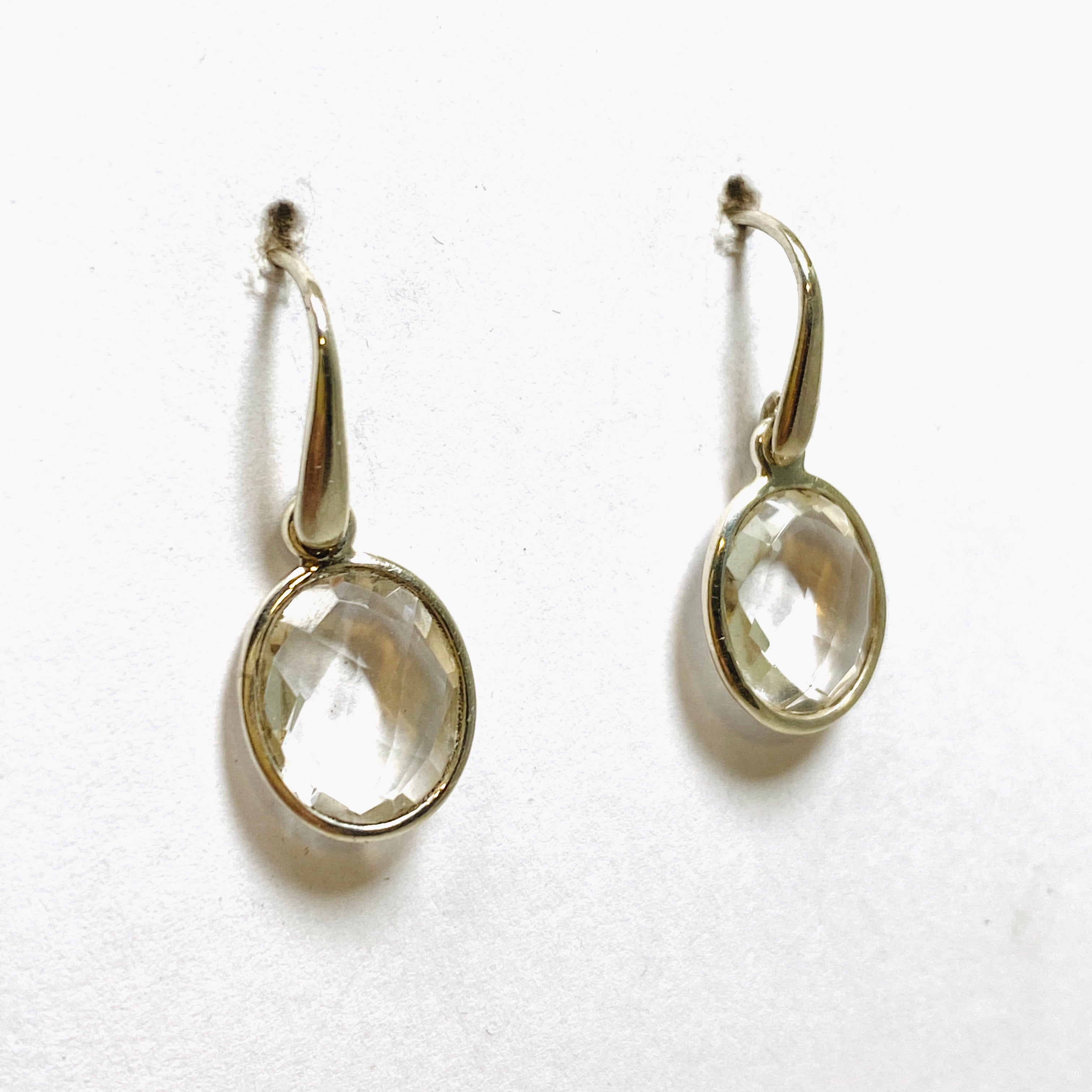 Clear Quartz Oval Checkerboard Faceted Earrings for Women | Dainty Crystal Stud Earrings | Perfect for Everyday Wear & Special Occasions