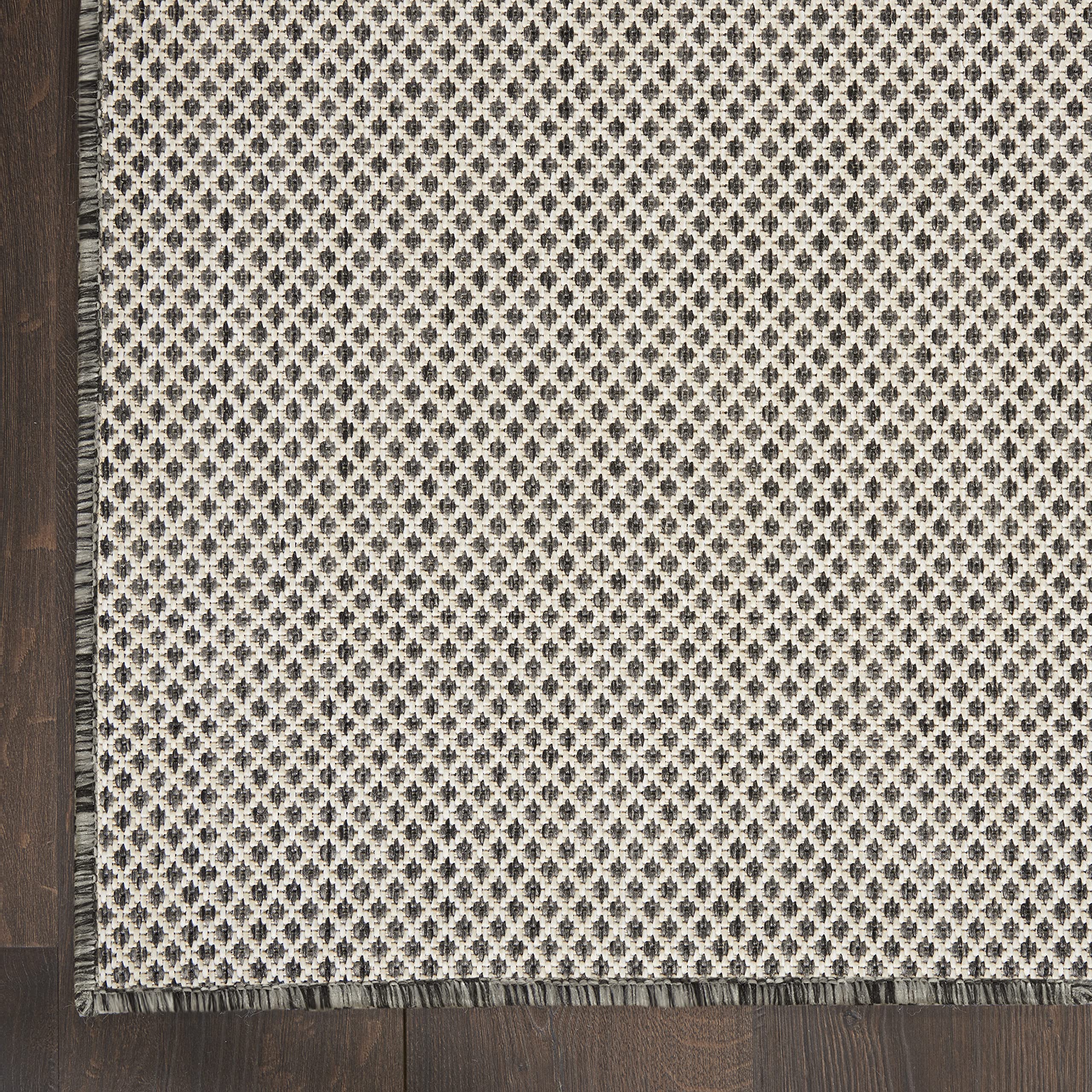 Nourison Courtyard 7' x 10' Indoor/Outdoor Area Rug - Ivory & Charcoal Geometric Design, Non-Shedding & Easy Clean - Perfect for Bedroom, Living Room, Dining Room, Deck, Patio & Backyard (7x10)