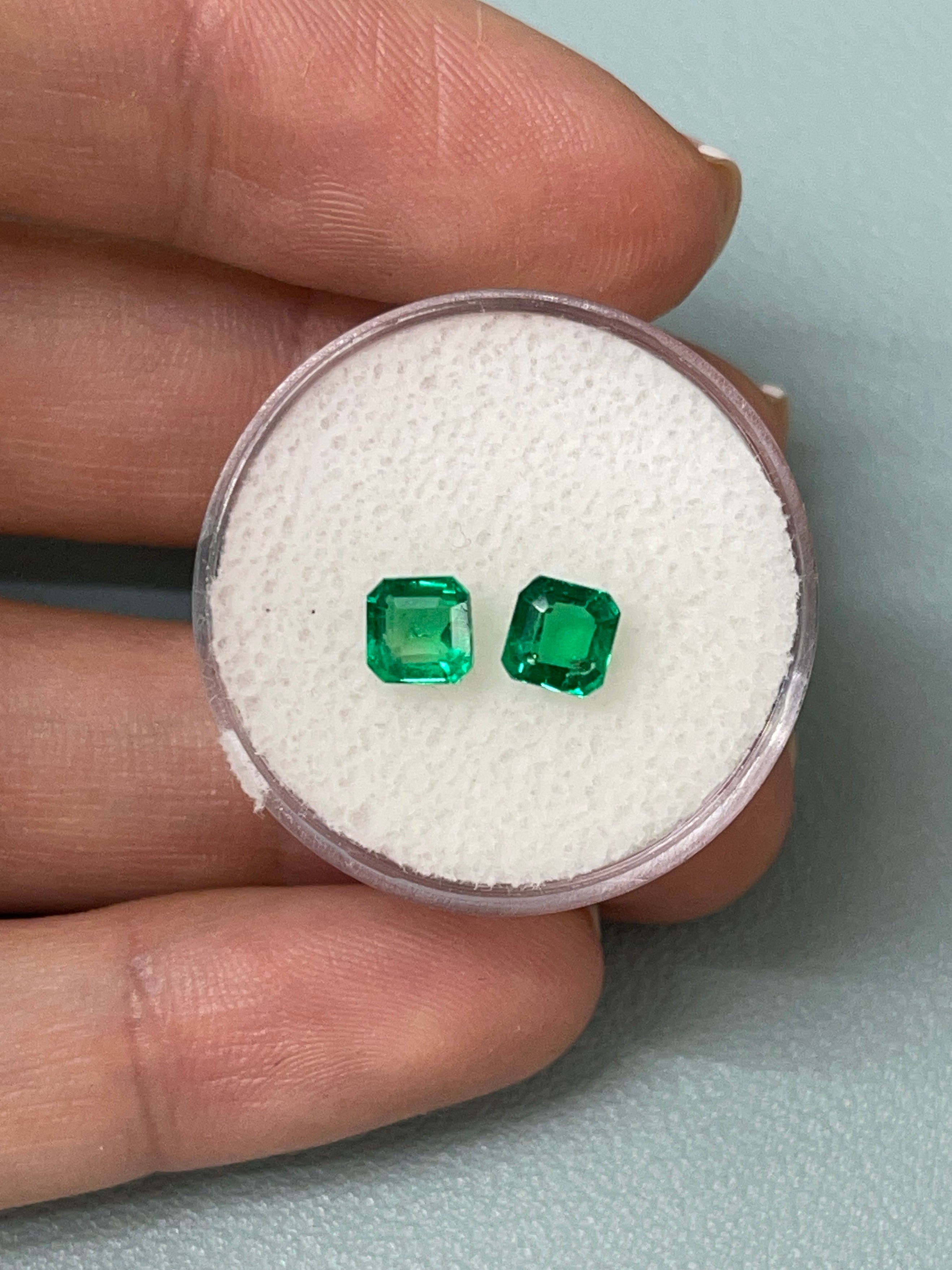 1.13tcw 5x5 Matching AAA Muzo Green Loose Colombian Emeralds - Asscher Cut Gemstones for Jewelry Making & Engagement Rings