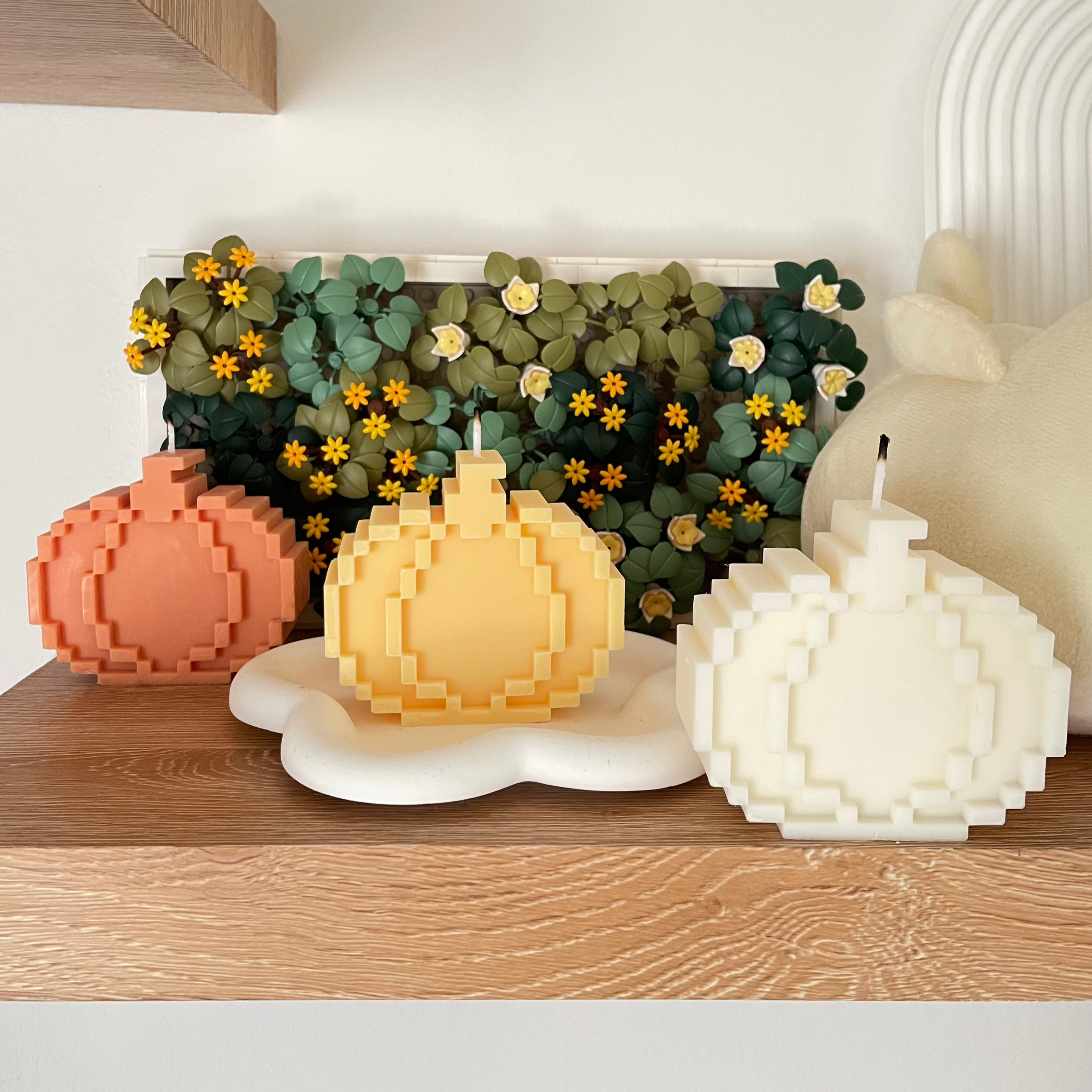 Pixel Pumpkin Scented Candles - Handmade Soy Wax Candles for Fall Decor, Home Aromatherapy & Cozy Ambiance