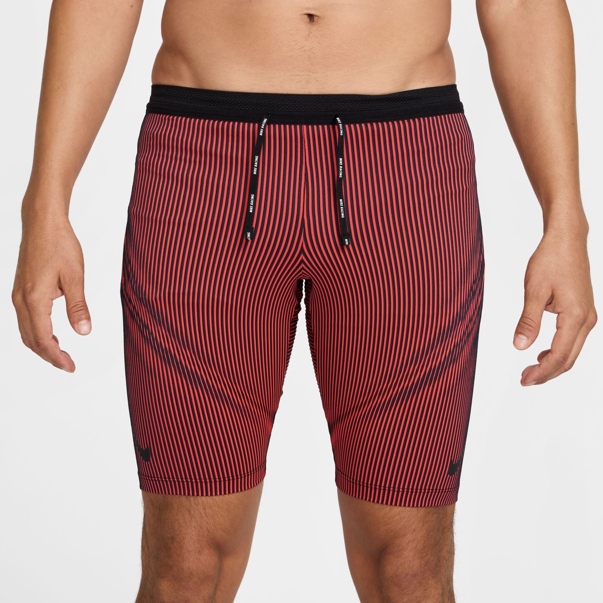Men's Aeroswift DRI-FIT ADV Running 1/2 Length Tights - Breathable, Moisture-Wicking Workout Pants for Jogging & Gym Training (Black/Bright Crimson/Obsidian)