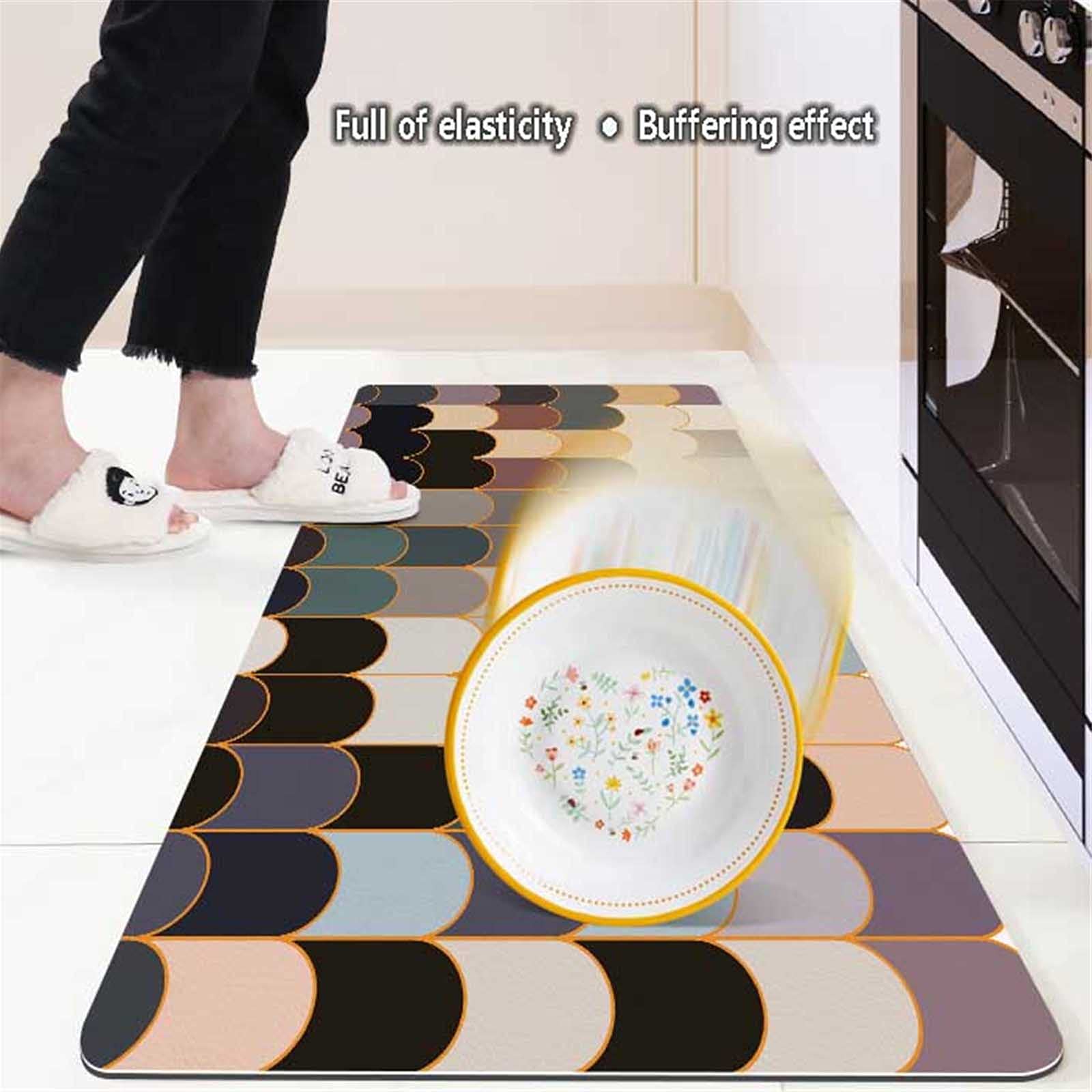 Non-Slip Anti-Fatigue Kitchen Floor Mat - Waterproof Oil-Proof Standing Comfort Mat for Home & Office - Geometric Design Area Rug (90x1000cm, Customizable) - Perfect for Cooking, Dishwashing & Long Standing Work