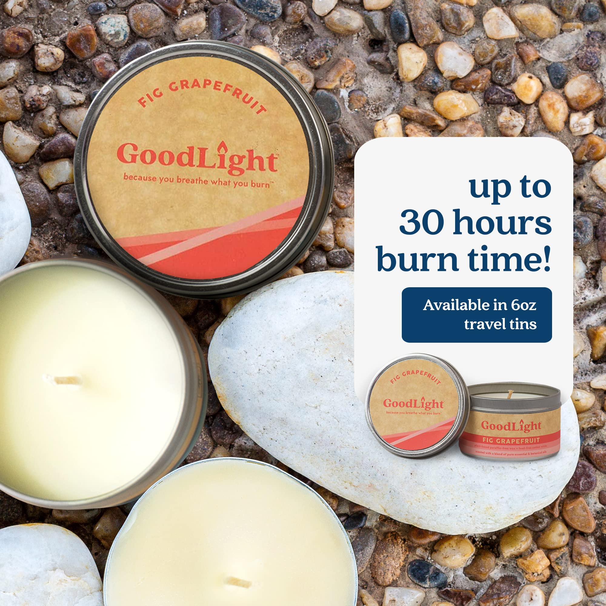 Eco-Friendly Paraffin-Free Scented Candle in Tin - 30 Hour Burn Time, Fig Grapefruit Aroma (6 oz) | Perfect Birthday Gift for Women & Men, Home Decor, Romantic Dinner, Relaxation & Spa Nights