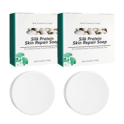 Skinferm Collagen & Silk Protein Whitening Soap - Deep Cleansing, Skin Repair & Brightening for Face & Body - Moisturizing Milk Soap for Glowing Skin (2 Pack) - Perfect for Daily Skincare & Acne-Prone Skin