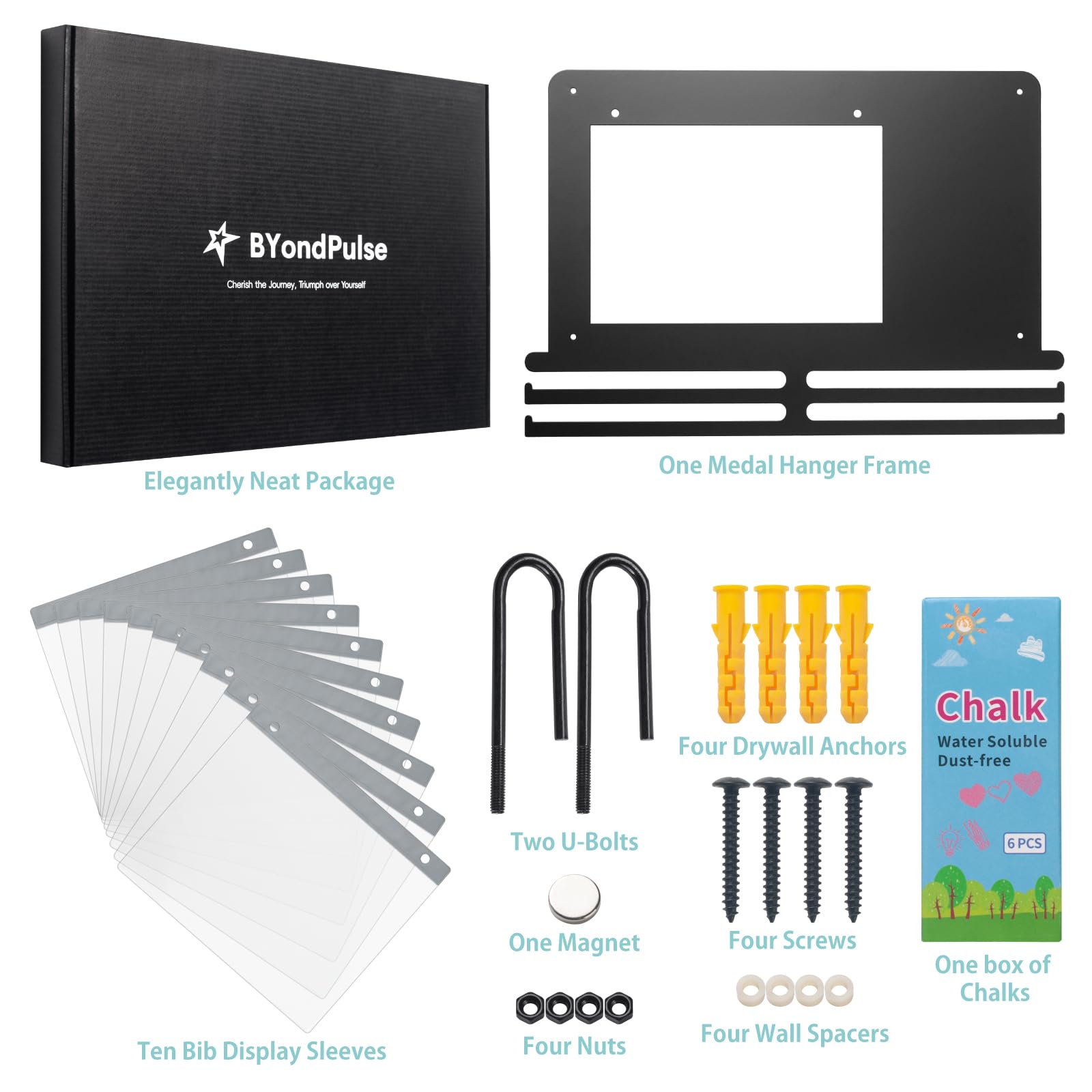 Premium Medal Hanger Display - Wall Mount Race Medal Holder Organizer for 40 Medals & 80 Bibs - Perfect for Marathon, Triathlon & Sports Achievement Showcase