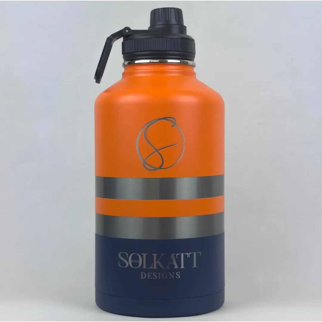 Old Mate Orange Insulated Tradie Water Bottle 1.9L (64oz) Stainless Steel - Durable & Leakproof for Construction, Hiking & Outdoor Activities