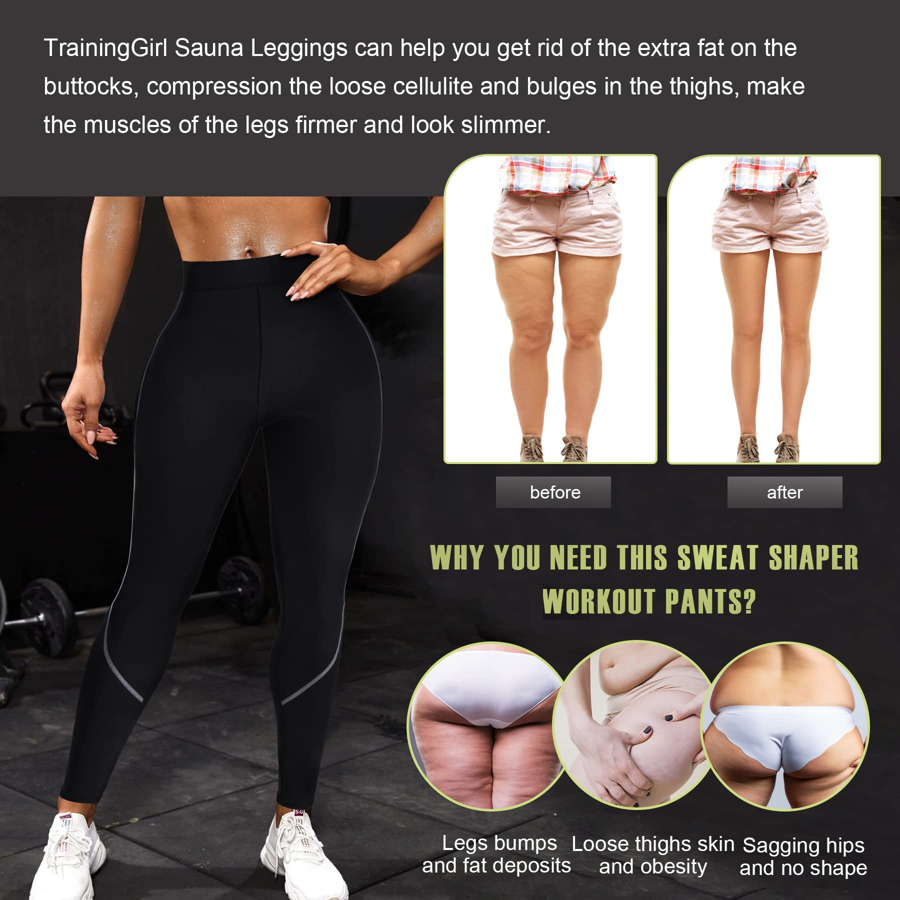 Thermo Slimming Neoprene Sauna Leggings for Women - Weight Loss Workout Running Compression Pants - Ideal for Gym, Yoga & Hot Yoga Sessions