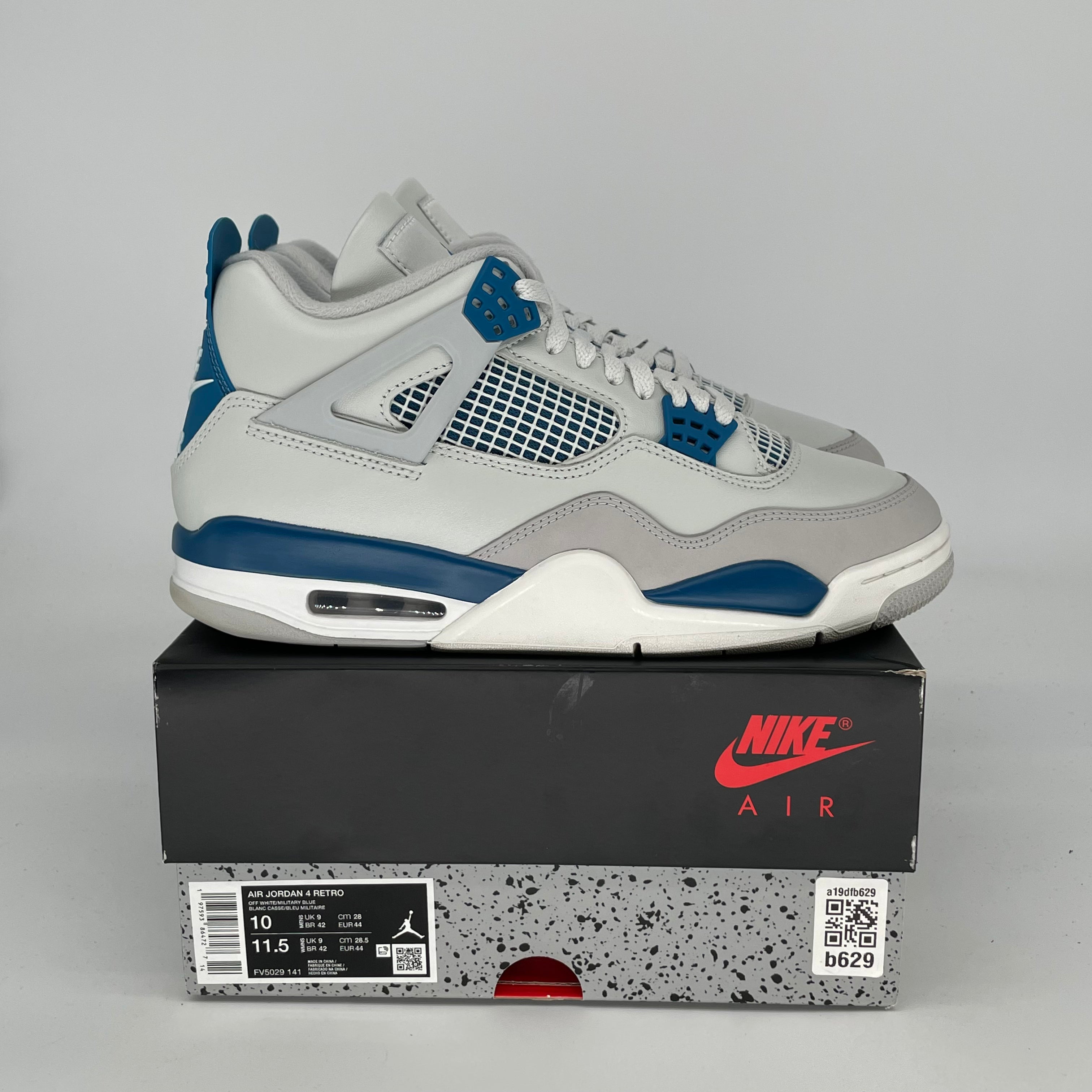 Original Air Jordan 4 Retro 'Military Blue' Men's Basketball Shoes - Size 10 & Women's Size 11.5 (FV5029-141) - Perfect for Streetwear & Sneaker Collectors