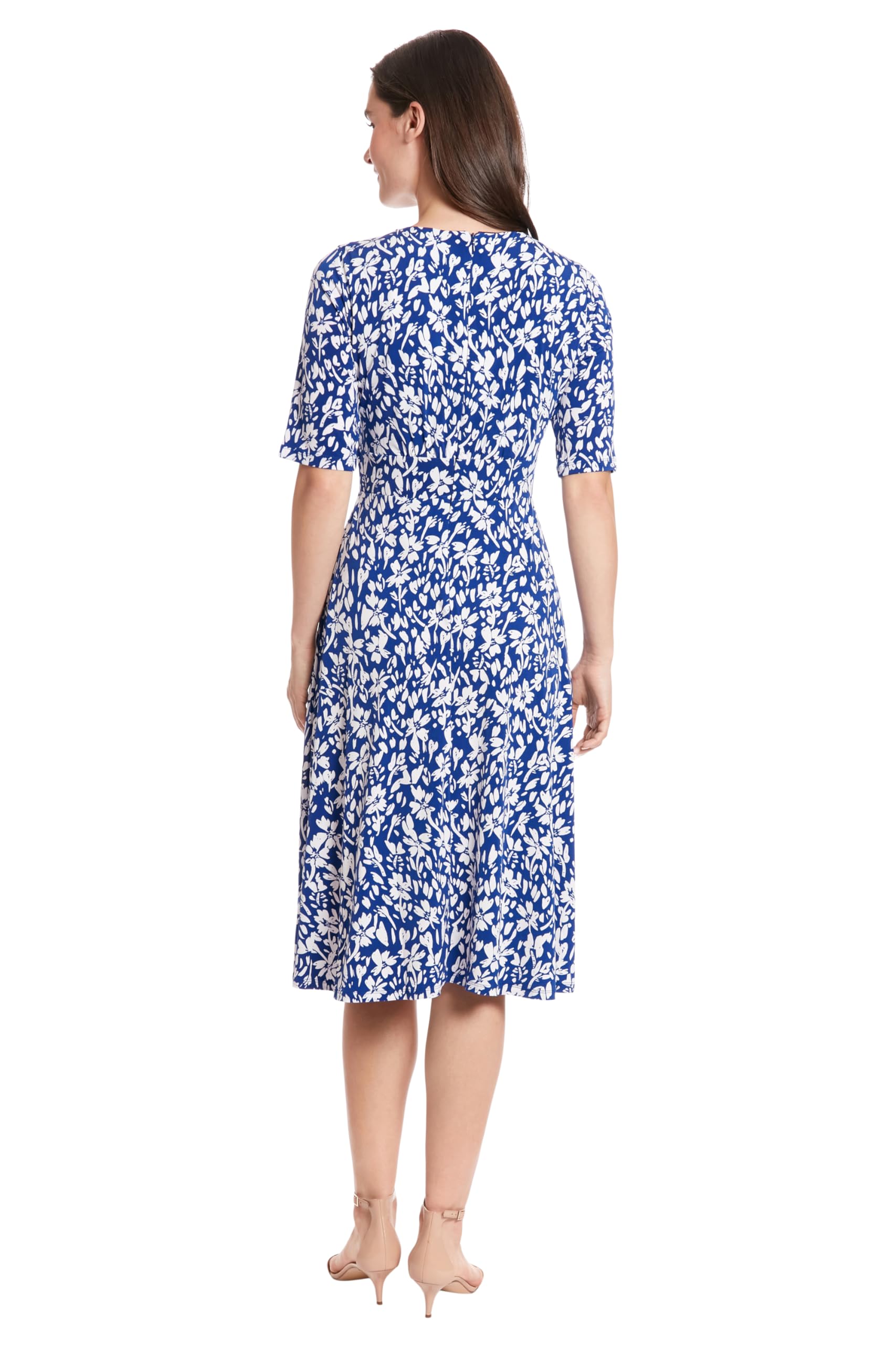 London Times Women's Elbow Sleeve A-Line Midi Dress for Garden Party, Wedding Guest & Special Occasions - Elegant Floral Summer Dress for Bridal Shower, Tea Party & Cocktail Events