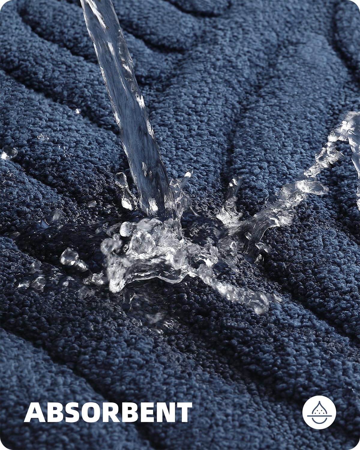 Non-Slip Navy Blue Bath Mat - Soft Absorbent Microfiber for Bathroom & Shower - 20x32 Inches