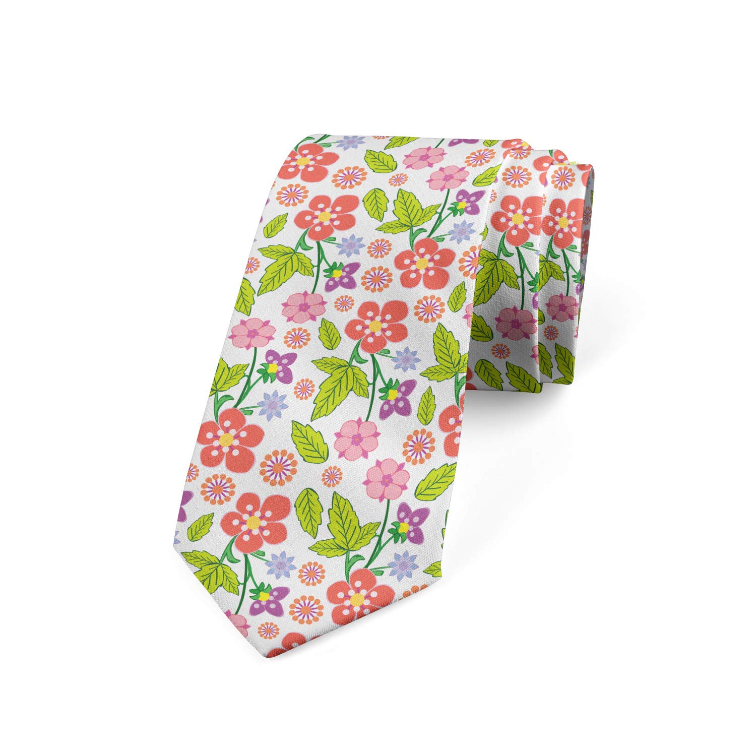 Ambesonne Men's Tie - Elegant Romance Bouquet Design, 3.7