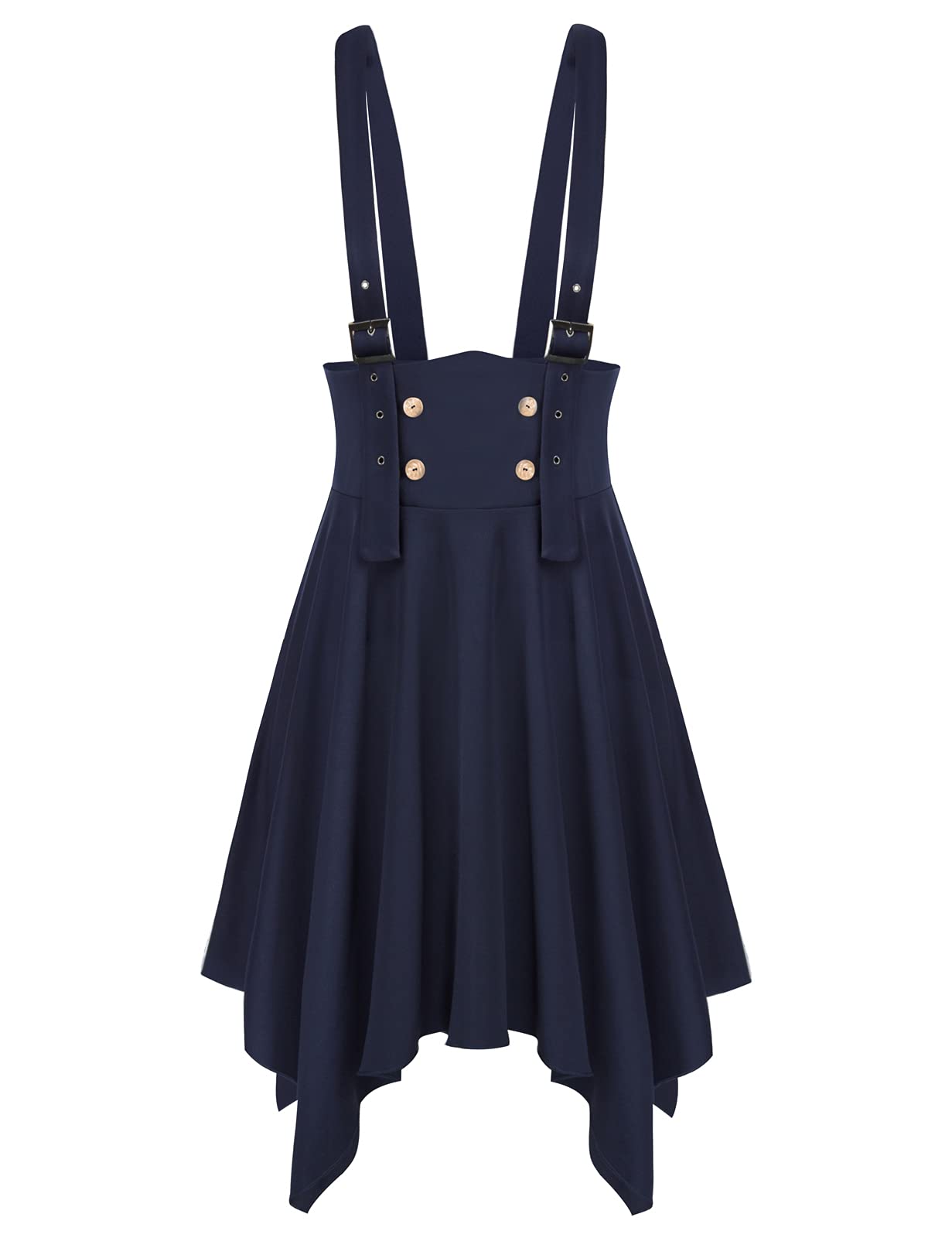 Hanna Nikole Women's Plus Size Suspenders Skirt - High Waist Overalls Pinafore Dress for Casual Wear, Work & Vintage Style Outfits