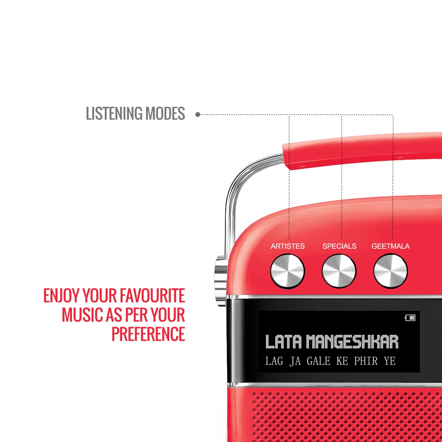 Saregama Carvaan Premium Hindi Portable Music Player - 5000 Preloaded Songs, FM/Bluetooth/AUX, Coral Pink | Perfect for Home, Travel & Gifts