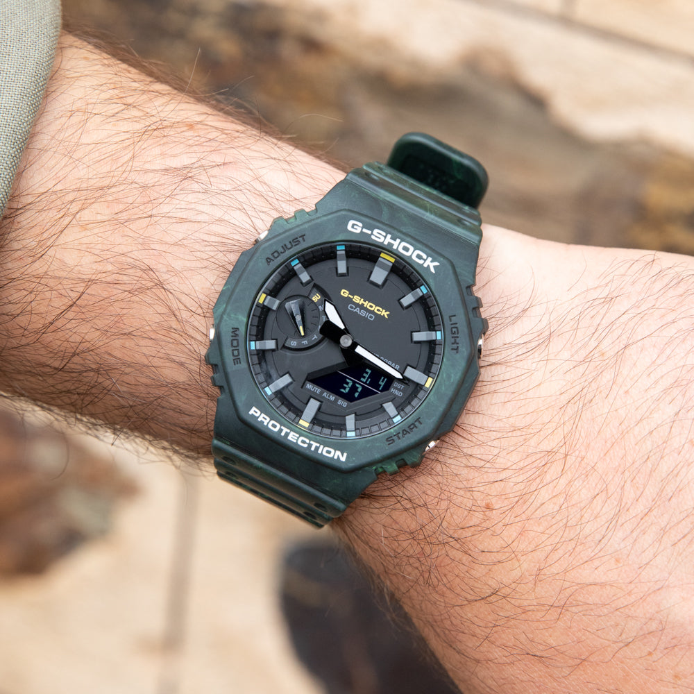 Casio G-Shock GA2100FR-3A 'CasiOak' Mystic Forest Series Digital Analog Watch - International Edition for Men | Outdoor Sports, Hiking & Everyday Wear