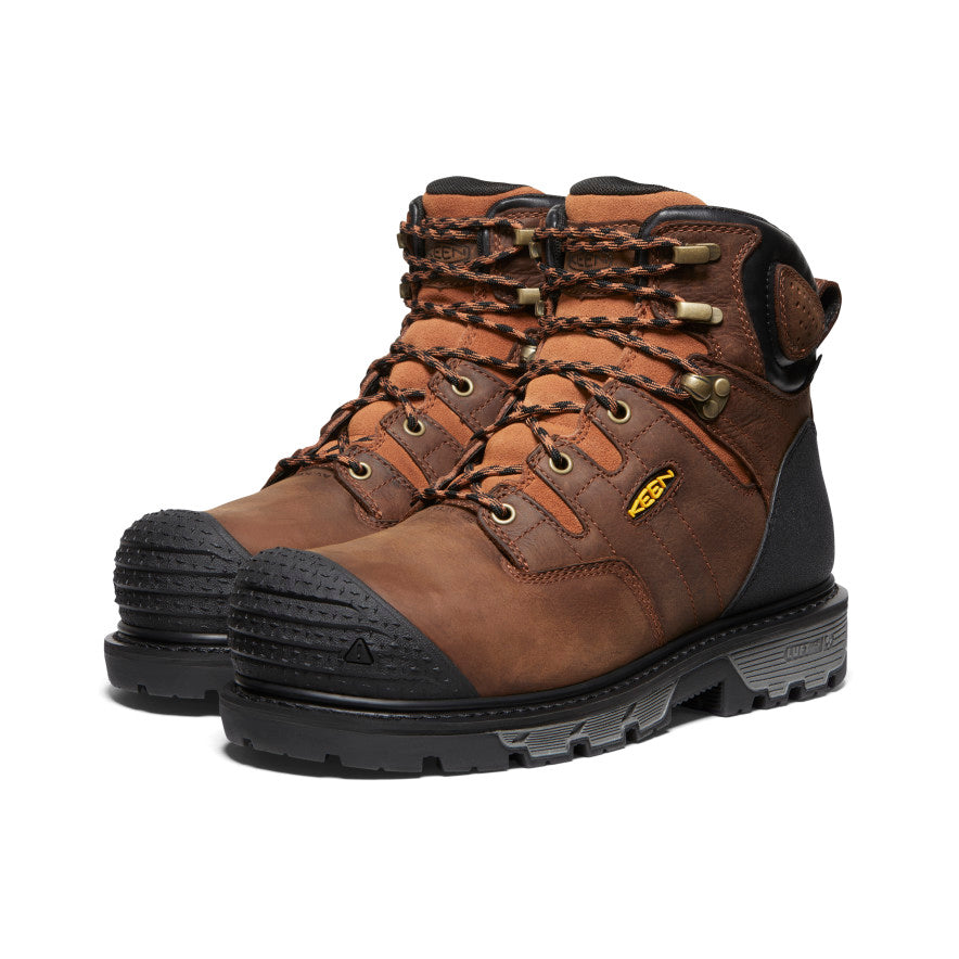 Men's Camden 6 Waterproof Work Boot with Carbon Toe - Leather Brown/Black - Durable Safety Shoes for Construction, Hiking & Outdoor Work