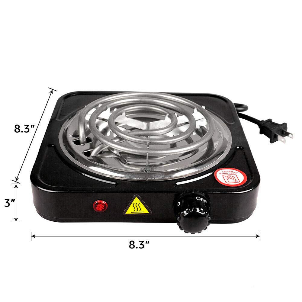 1000W Portable Electric Single Coil Burner - Stainless Steel Hot Plate with 5-Level Temperature Control for Home, Dorm, Office & Camping | Perfect for Boiling, Frying, Cooking & Outdoor Adventures
