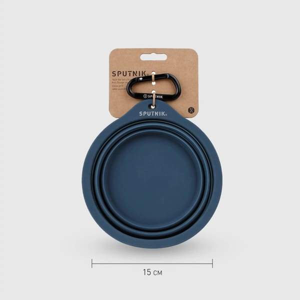 Foldable Sputnik Collapsible Blue Pet Bowl for Dogs & Cats - Portable Travel Water & Food Dish for Hiking, Camping, and Outdoor Adventures