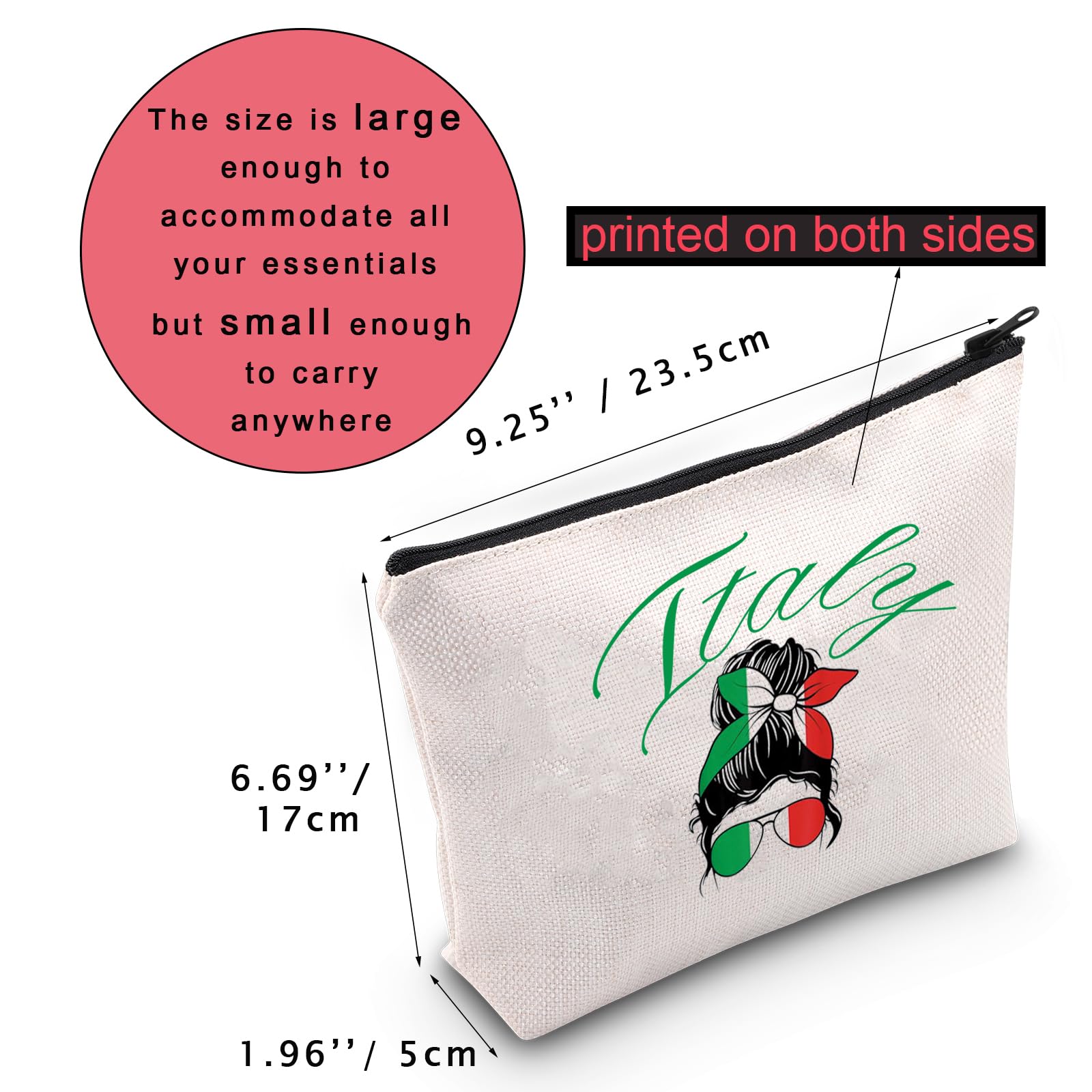 Italian Flag Makeup Bag - Travel Cosmetic Pouch for Women | Waterproof Toiletry Organizer with Zipper | Perfect Gift for Italy Lovers, Ideal for Vacation, Gym & Daily Use