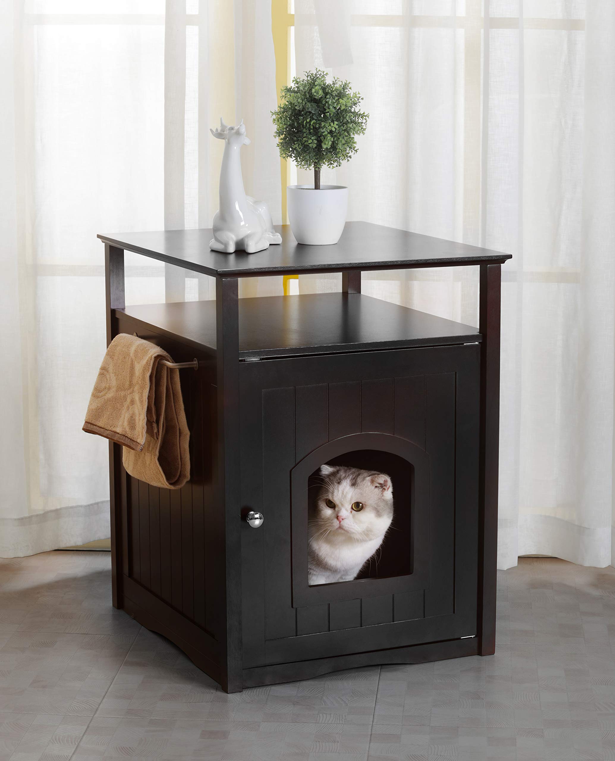 Merry Pet Cat Washroom & Night Stand Pet House – Hidden Litter Box Furniture for Small Spaces | Discreet Cat Toilet Solution for Apartments & Bedrooms