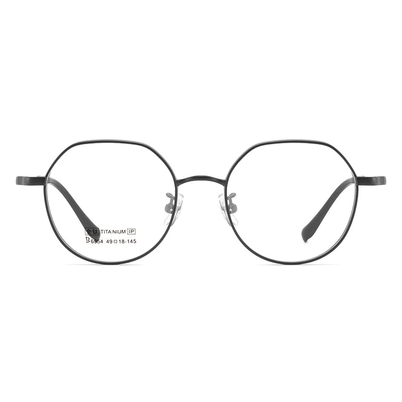Bclear Unisex Full Rim Small Flat Top Round Titanium Eyeglasses 6954 - Lightweight & Durable Frame for Men & Women - Perfect for Reading, Work, and Everyday Use
