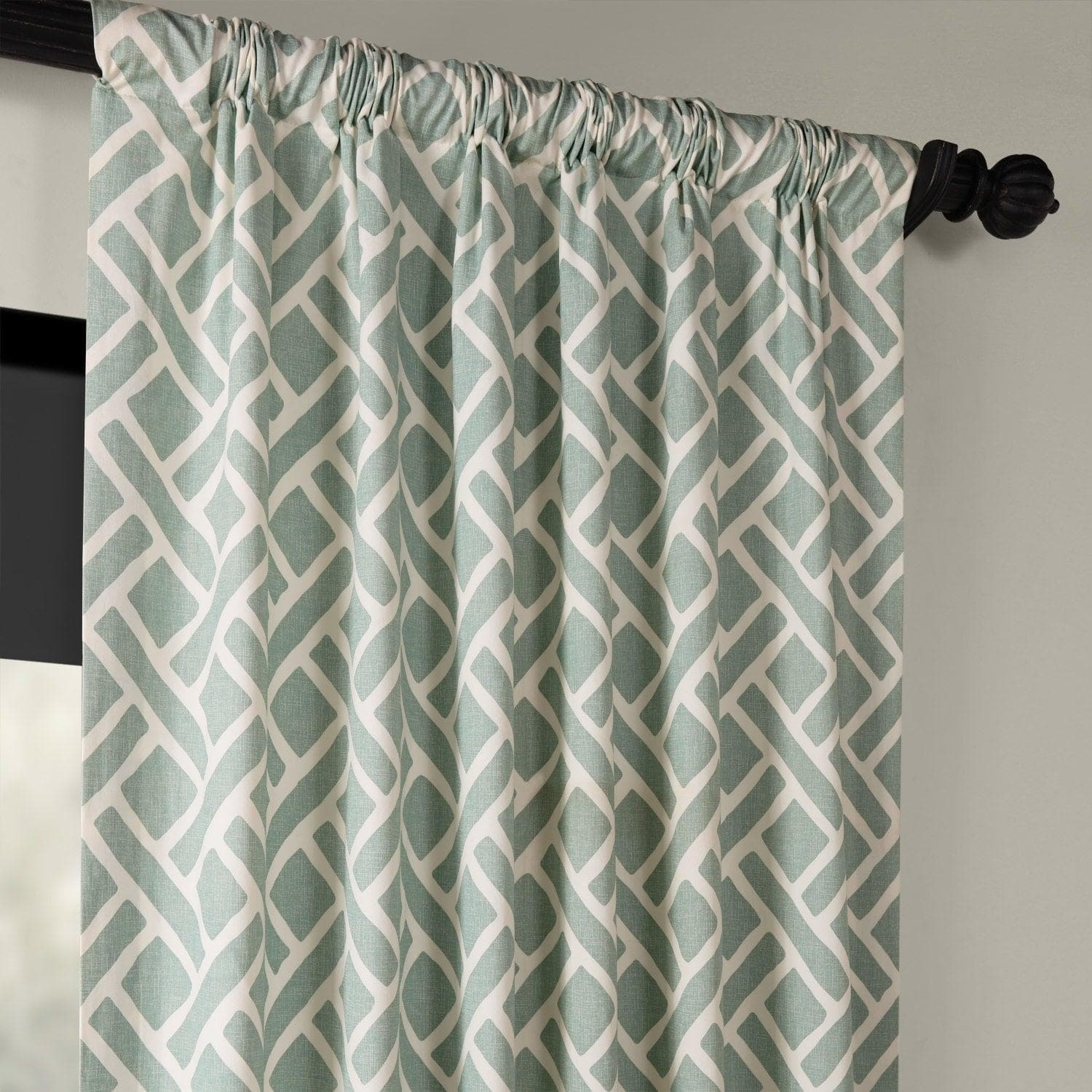 Martinique Aqua Geometric Printed Cotton Blackout Curtains for Living Room & Bedroom - Stylish Window Treatment for Light Control & Privacy