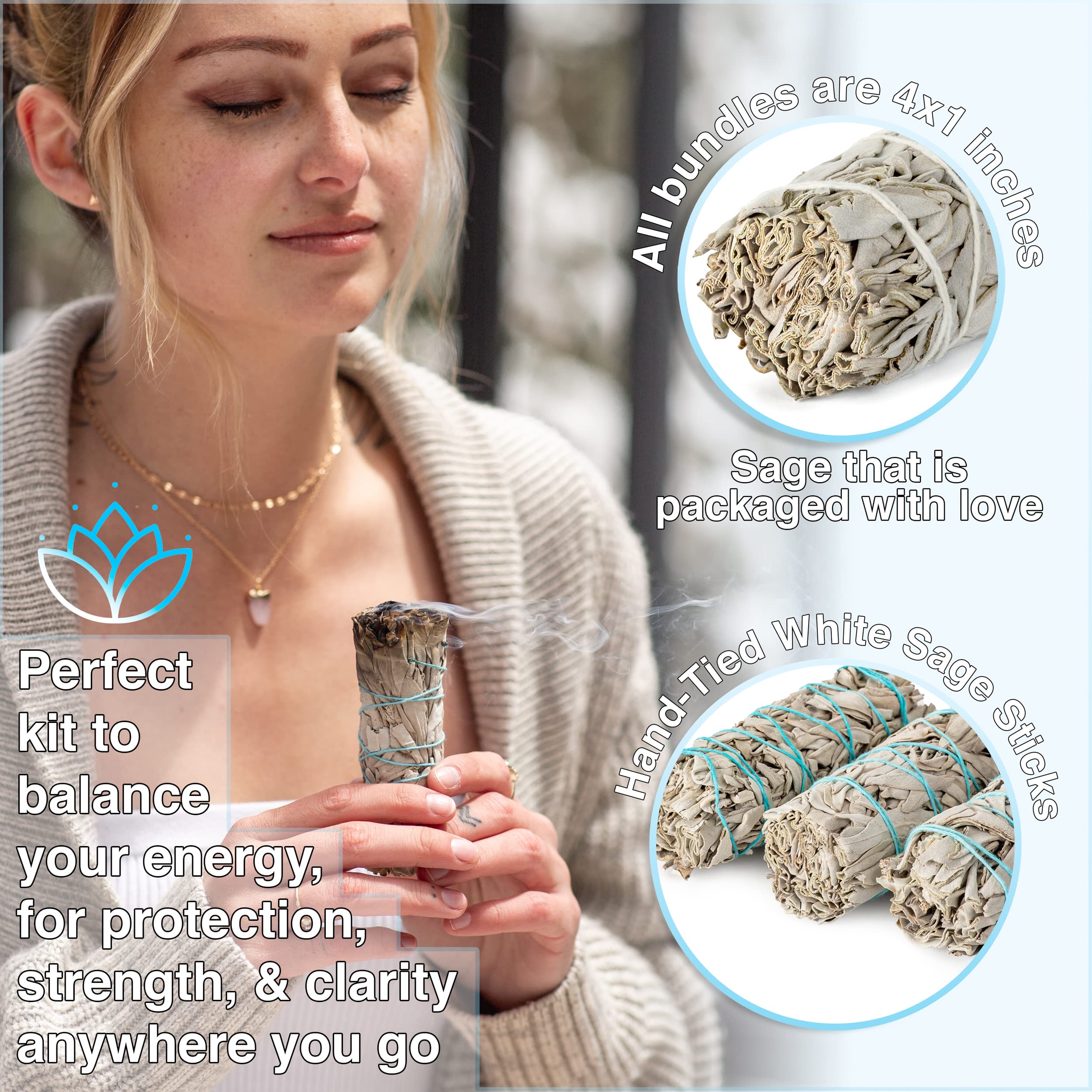 25 Pack White Sage Smudge Sticks for Cleansing & Purifying - Natural Spiritual Smudging Sticks for Home Cleansing, Meditation, Yoga & Energy Clearing