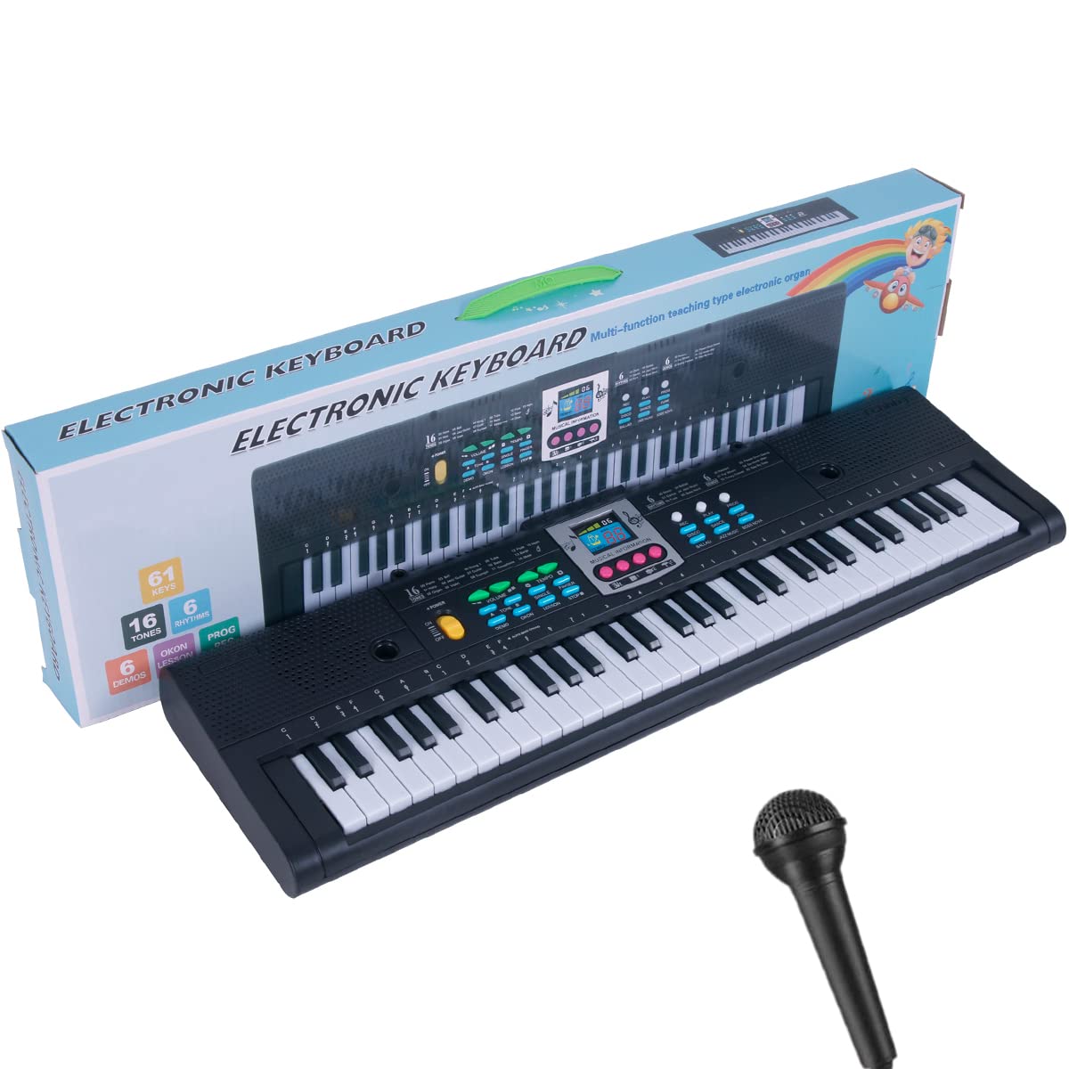 DLBVFOY AB1 61-Key Electronic Piano Keyboard with Quick Start & Recording Playback - Dual Power Options for Beginners & Kids - Perfect for Home Practice, Music Lessons & Talent Development