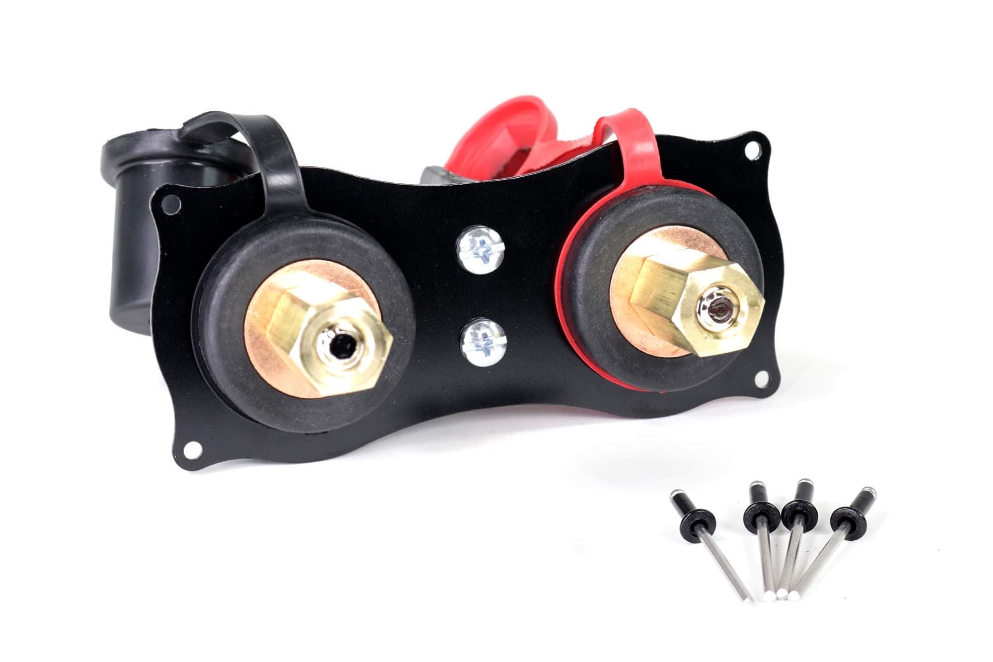 Battery Charging Lug Bulkhead with Black Anodized Mounting Flange 18-170 | Marine & RV Power Connection Solution