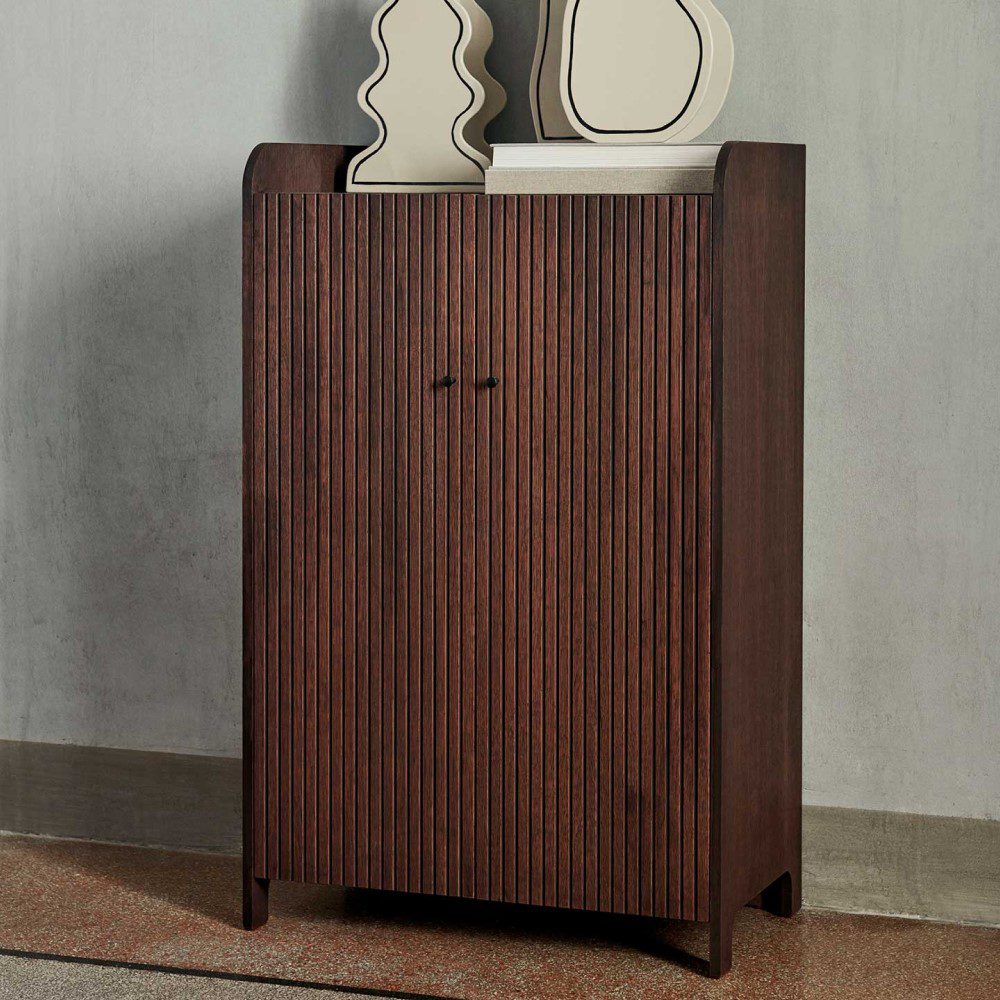 FERM LIVING Sill Cupboard - Low Dark Stained Oak Cabinet | Modern Storage Solution for Living Room, Bedroom & Entryway