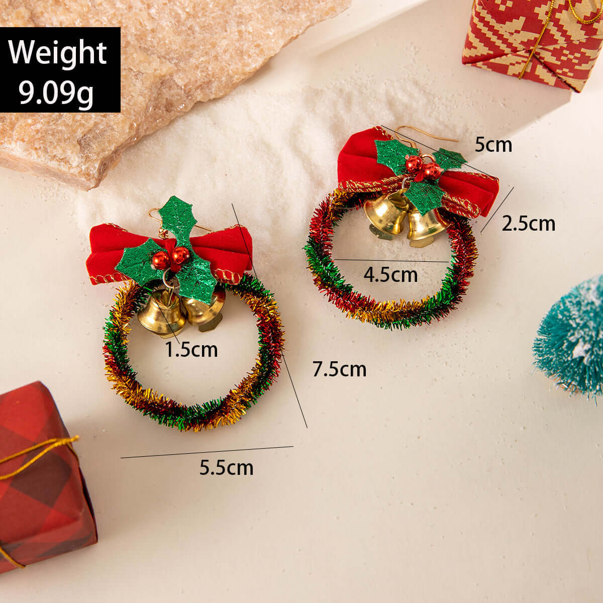 Festive Christmas Jingle Bell Tinsel Hoop Earrings for Women | Holiday Party Jewelry Gift | ER728 | Perfect for Xmas Celebrations, Office Parties & New Year Events