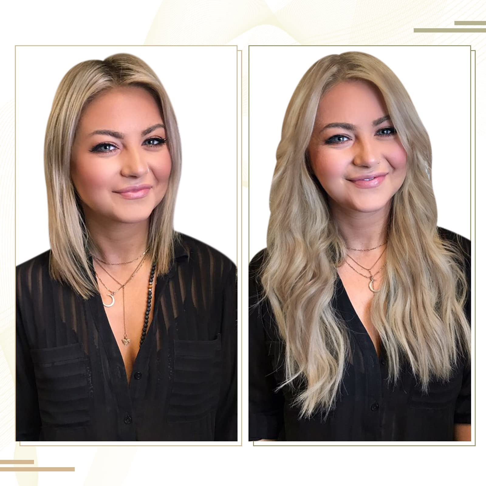 Clip in Human Hair Extensions 20 Inch - Real Platinum Blonde & Grey Highlighted Hair - 3pc & 9pc Sets for Volume & Length - Perfect for Parties, Weddings & Daily Styling
