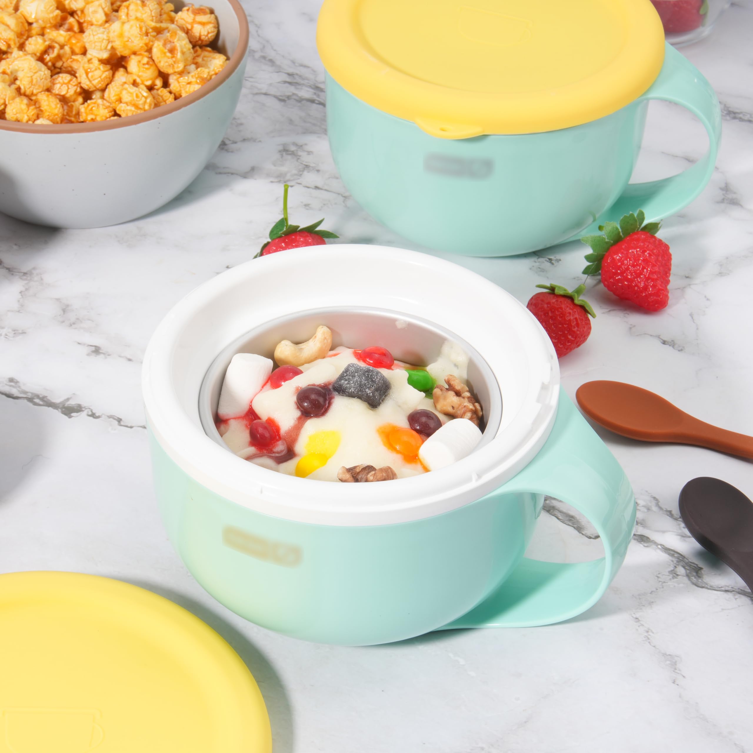 2-Pack Silicone Lids for Dash My Mug Ice Cream Maker - Food Grade Reusable Bowl Covers - Freezer & Dishwasher Safe - Perfect for Ice Cream Storage & Food Preservation (Bowl Not Included)