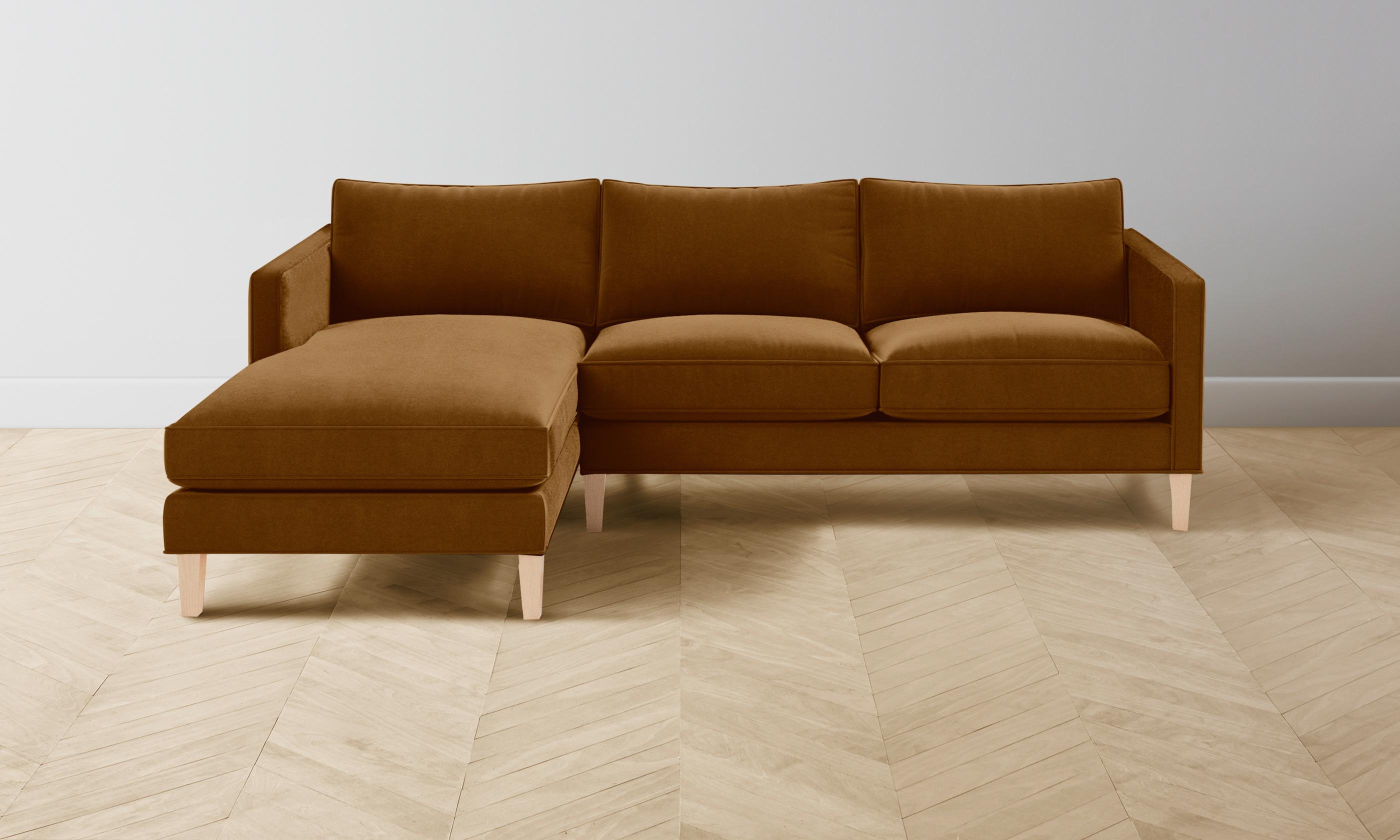 Premium Crosby Sectional Sofa - Luxurious Mohair Upholstery in Warm Brown Sugar | Perfect for Living Rooms, Lounges & Cozy Home Decor