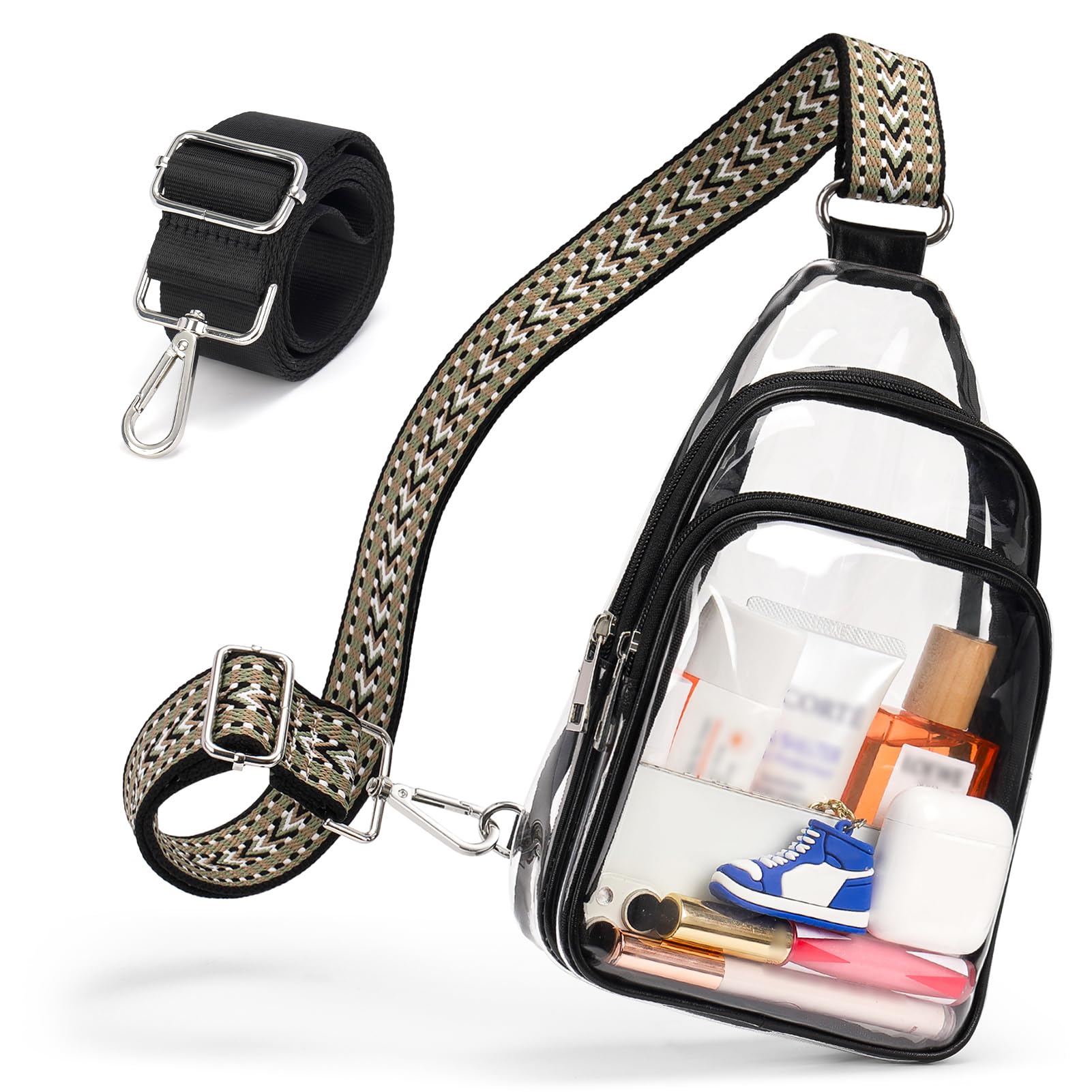Clear Crossbody Bags for Women with 2 Extra-Long Straps & 4 Pockets - Perfect for Concerts, Festivals, Travel & Everyday Use